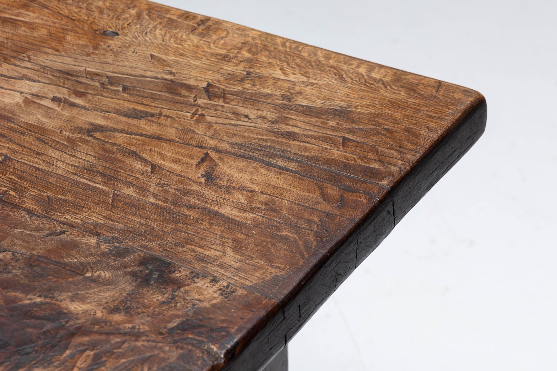 Vintage primitive dining table in brutalist style