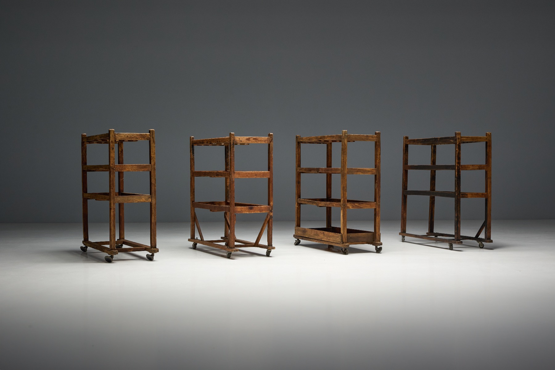 Wooden bakery rack with vernacular folk art style