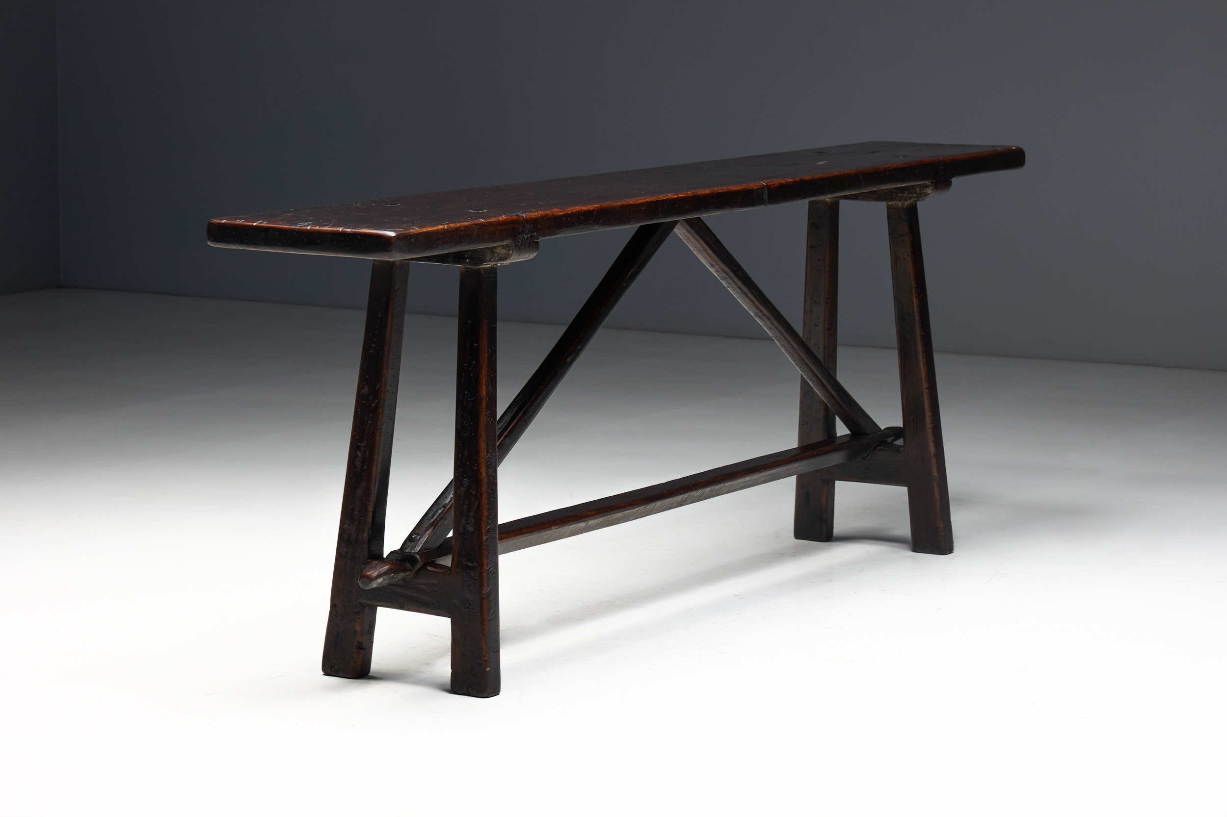 Long Narrow Trestle Table, France - 19th Century