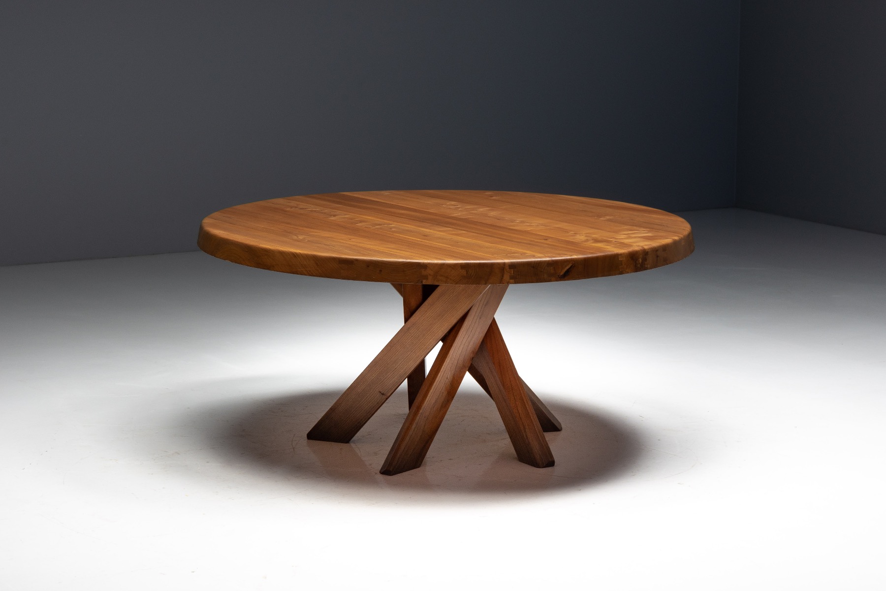 'T21' Elm Dining Table by Pierre Chapo, France – 1973