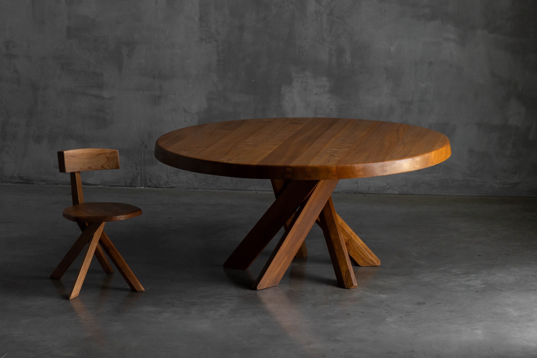 'T21' Elm Dining Table by Pierre Chapo, France – 1973