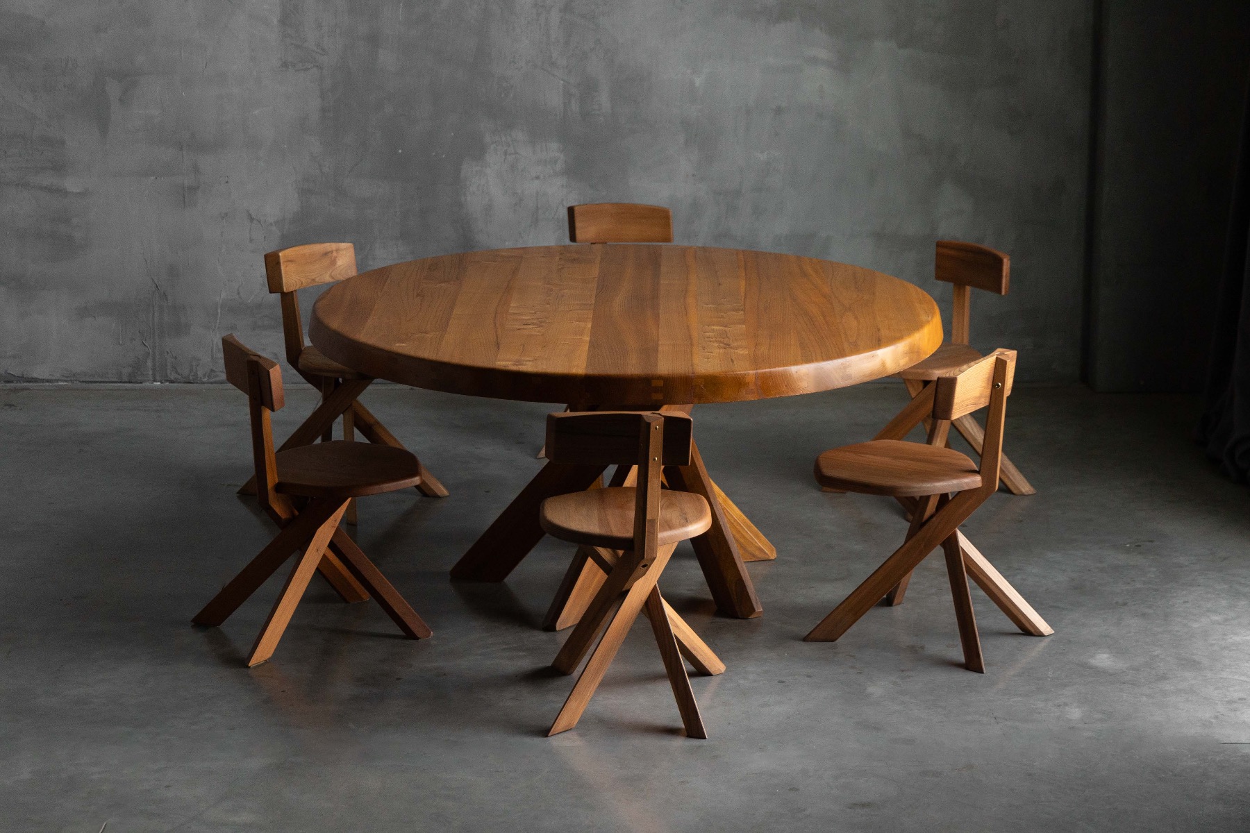 'T21' Elm Dining Table by Pierre Chapo, France – 1973