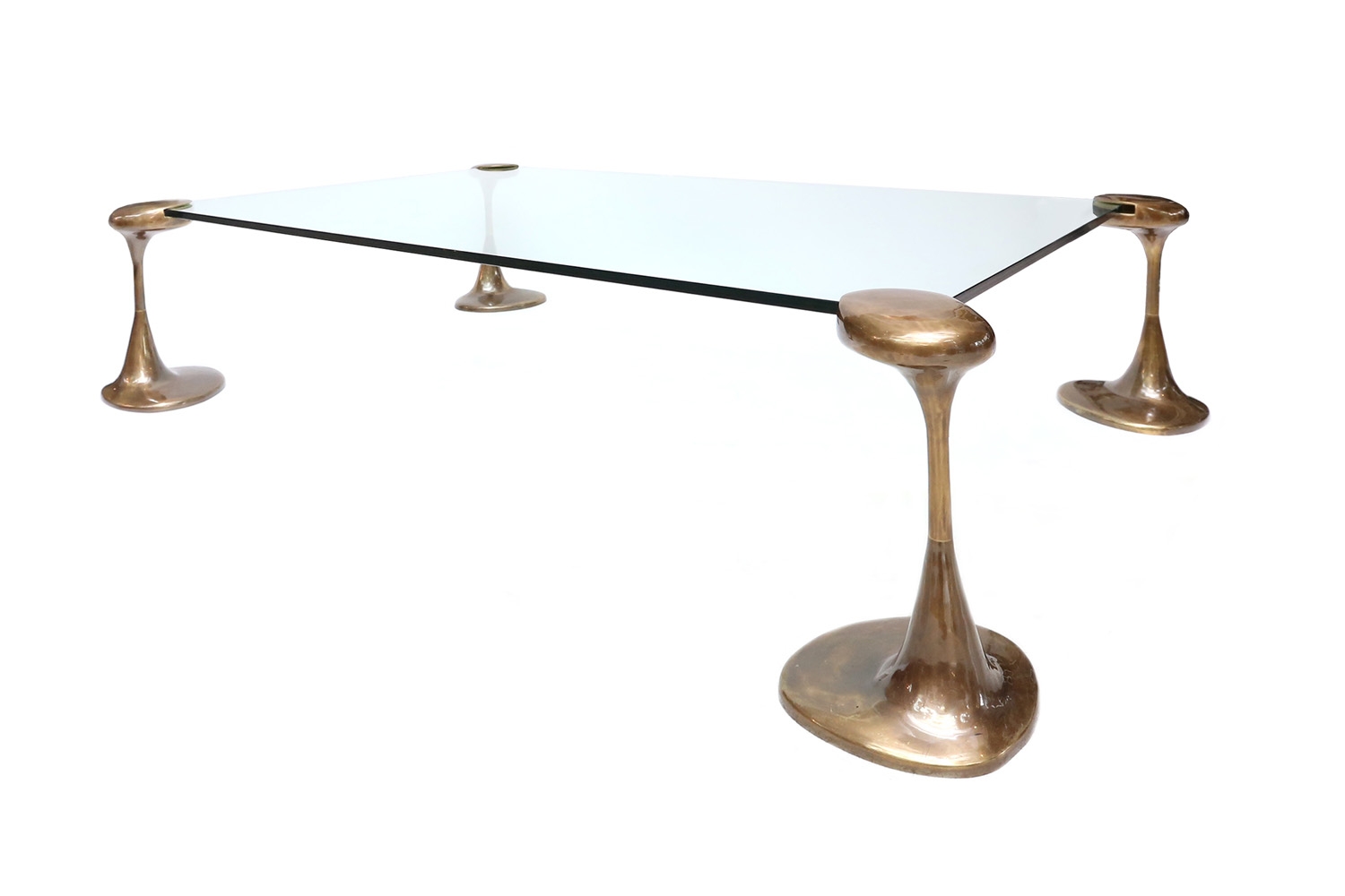 Bronze & Glass Coffee Table - 1970s
