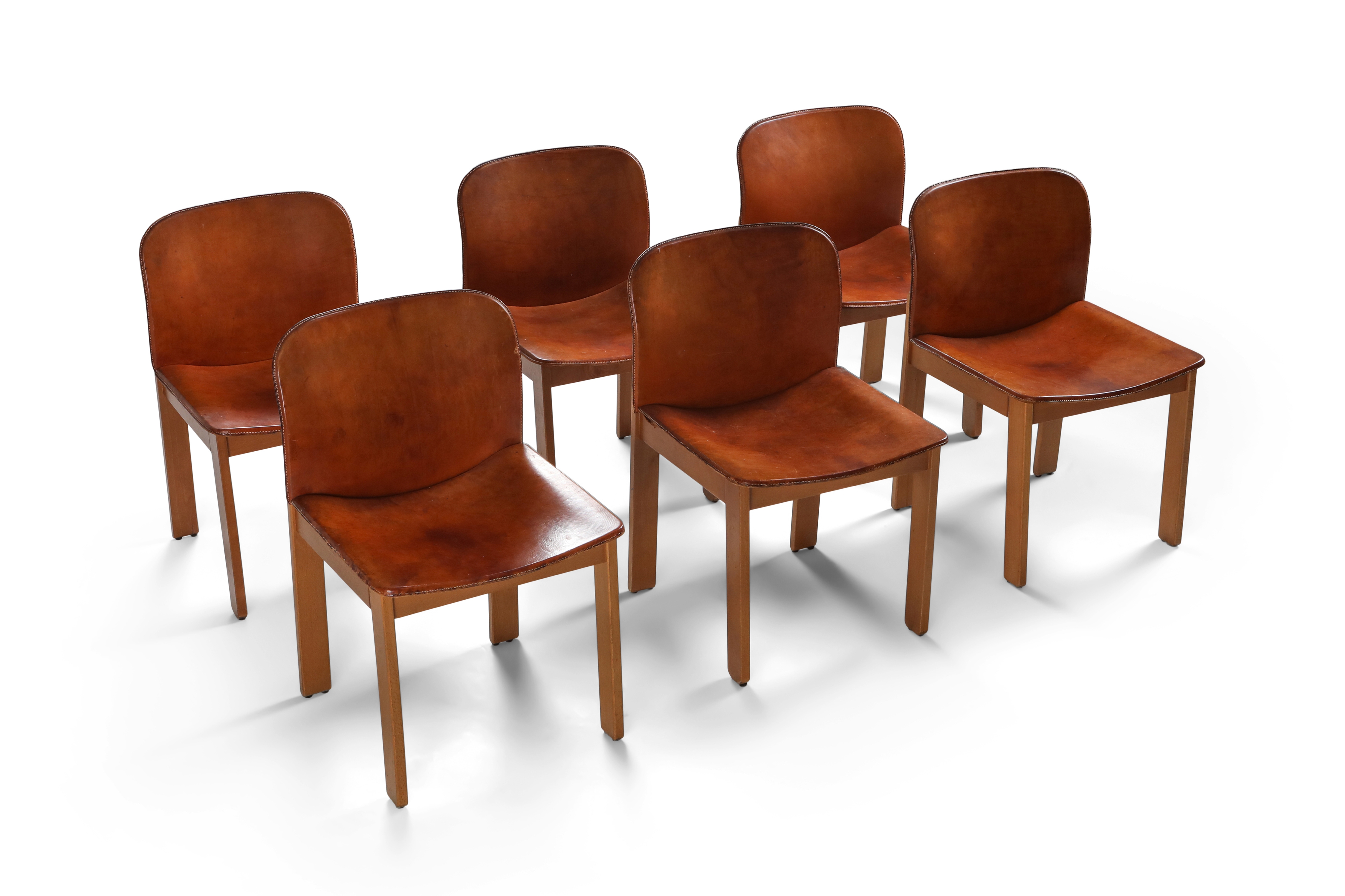 Scarpa Cognac Leather Dining Chairs - 1970's