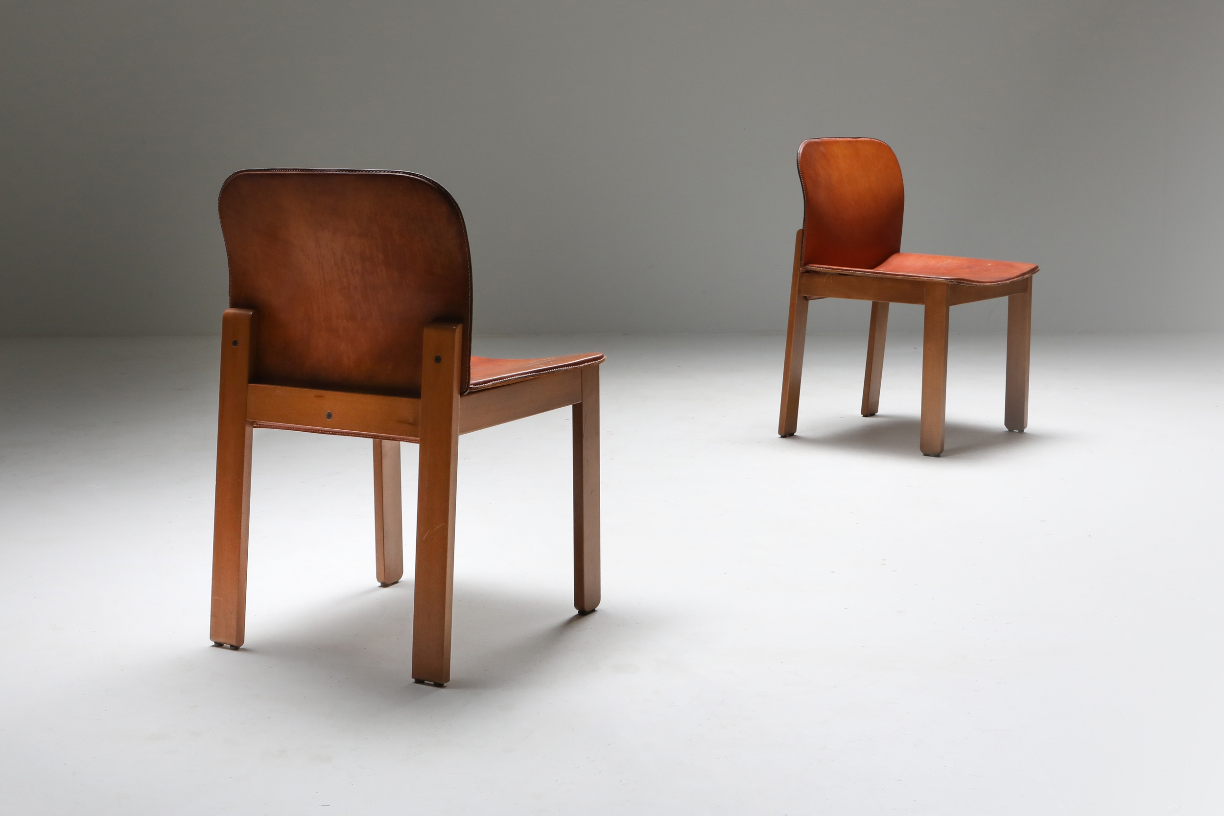 Scarpa Cognac Leather Dining Chairs - 1970's
