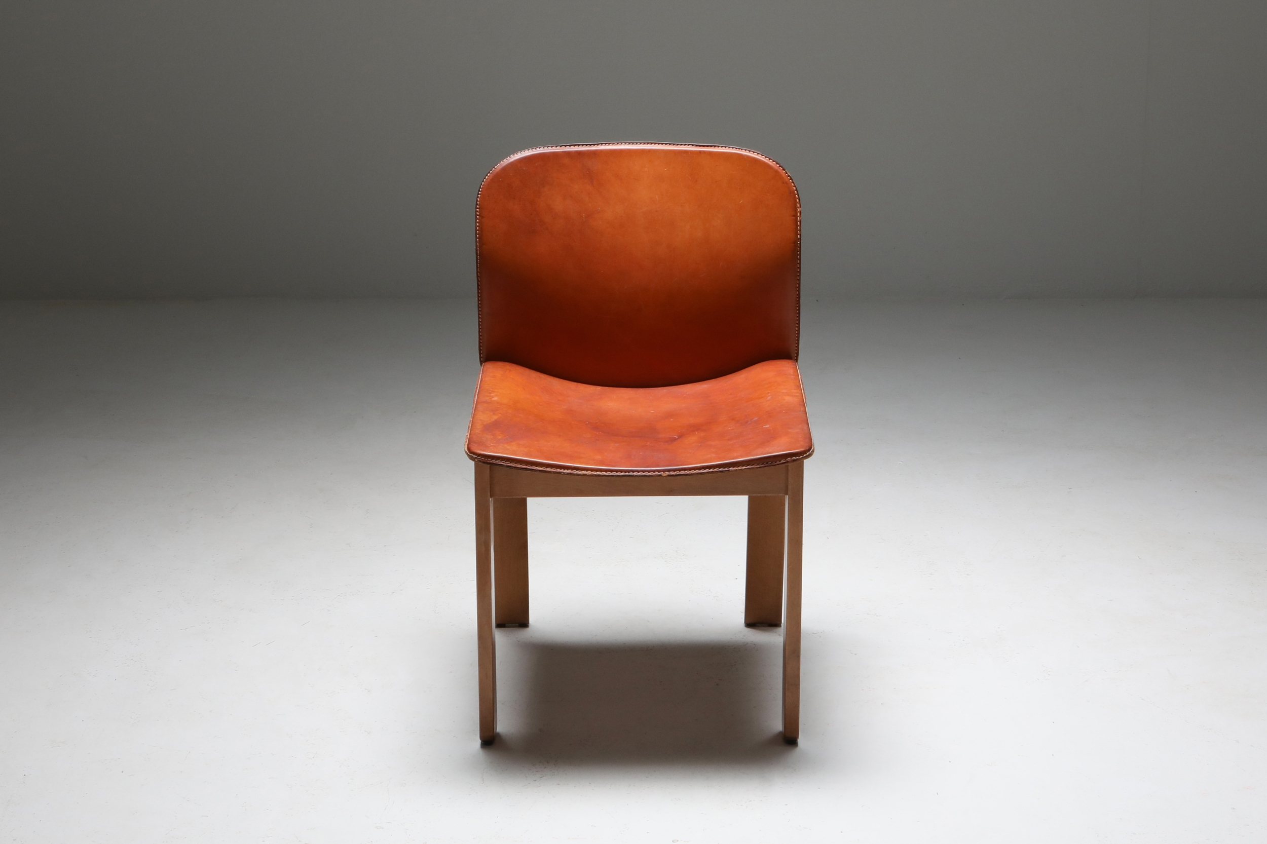 Scarpa Cognac Leather Dining Chairs - 1970's