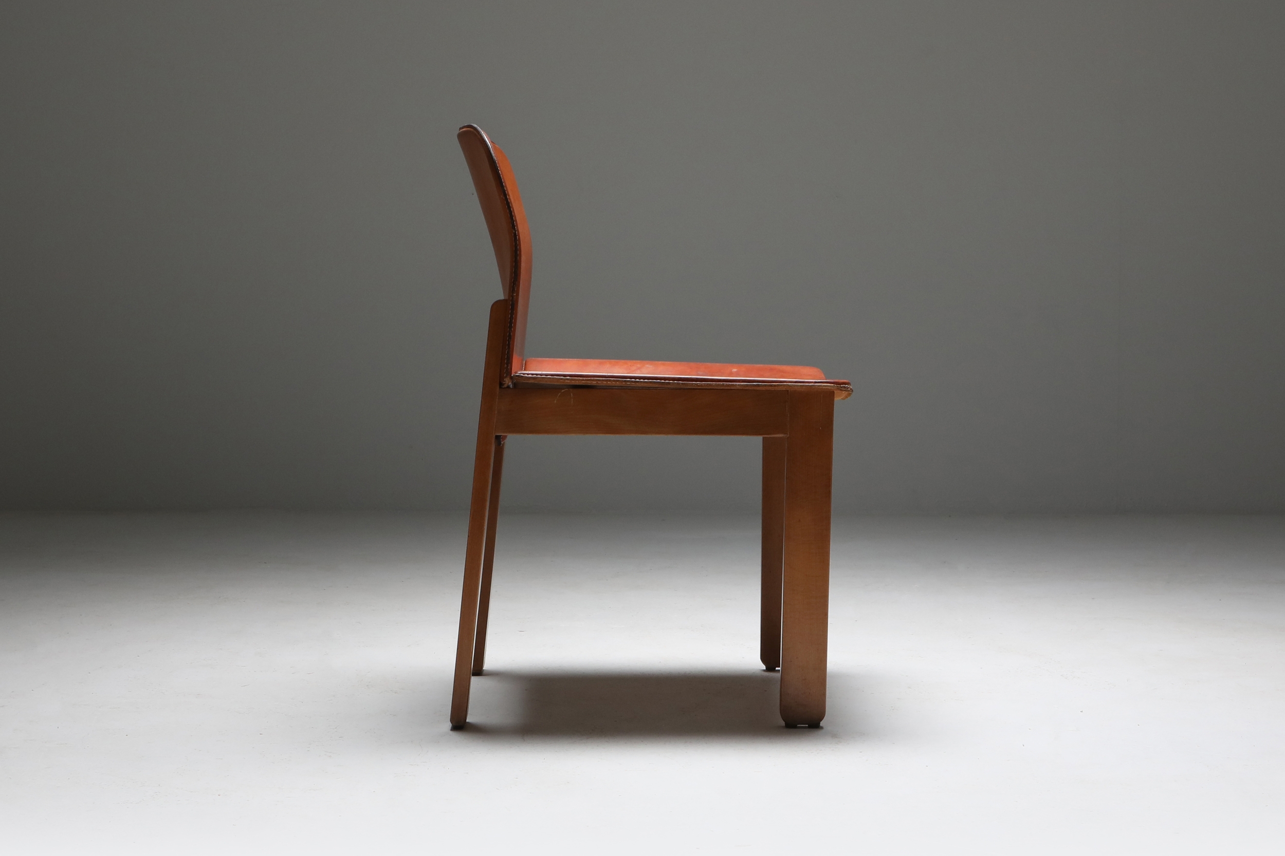 Scarpa Cognac Leather Dining Chairs - 1970's