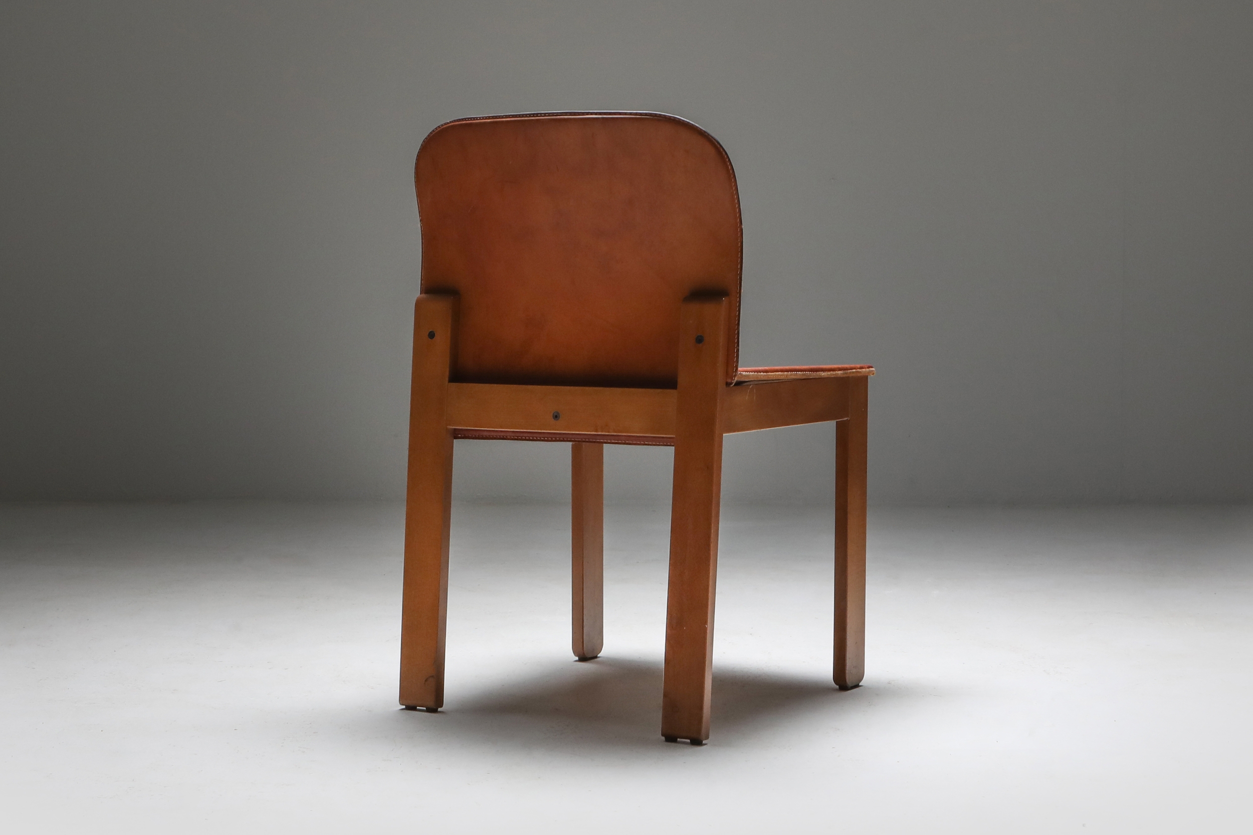Scarpa Cognac Leather Dining Chairs - 1970's