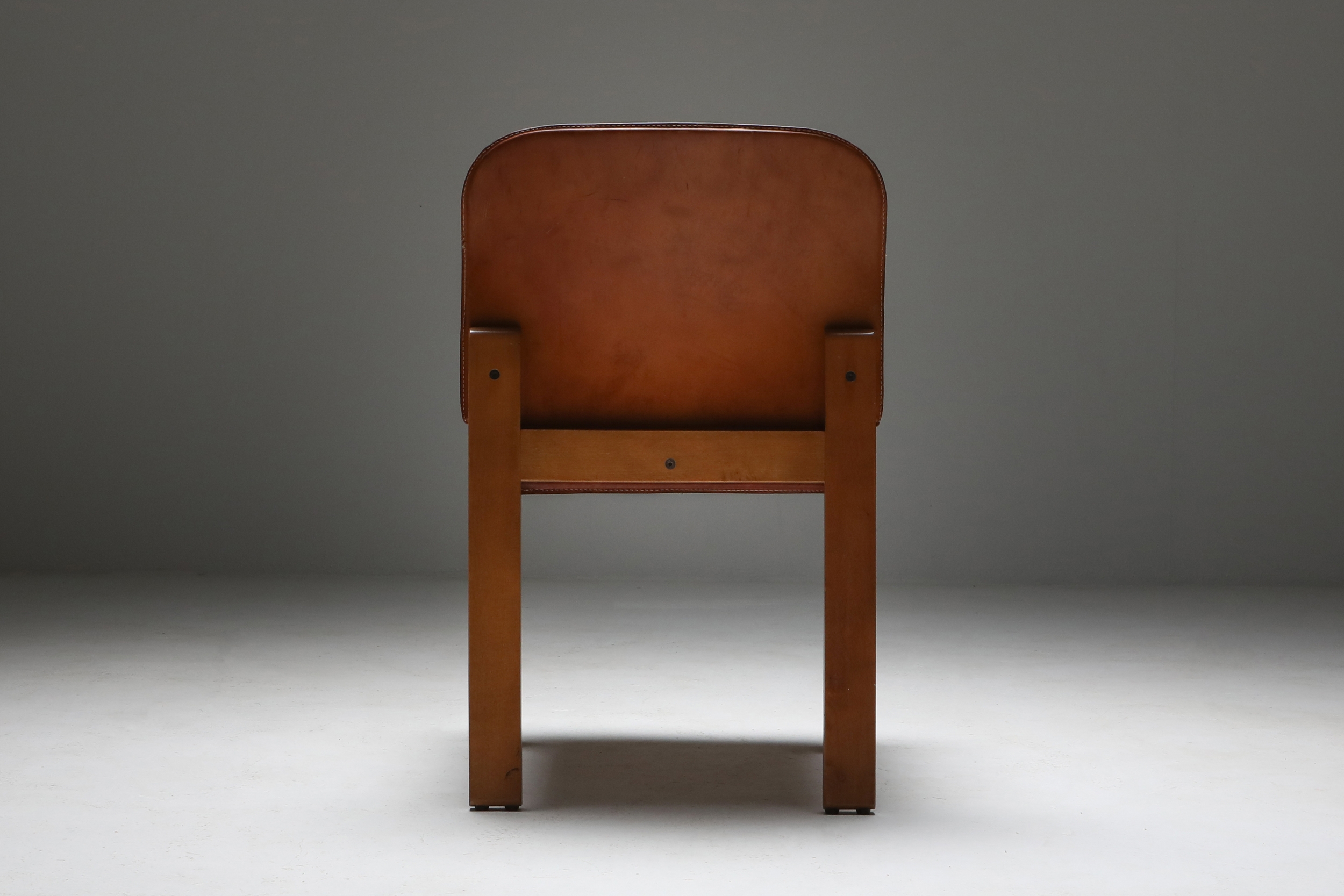 Scarpa Cognac Leather Dining Chairs - 1970's