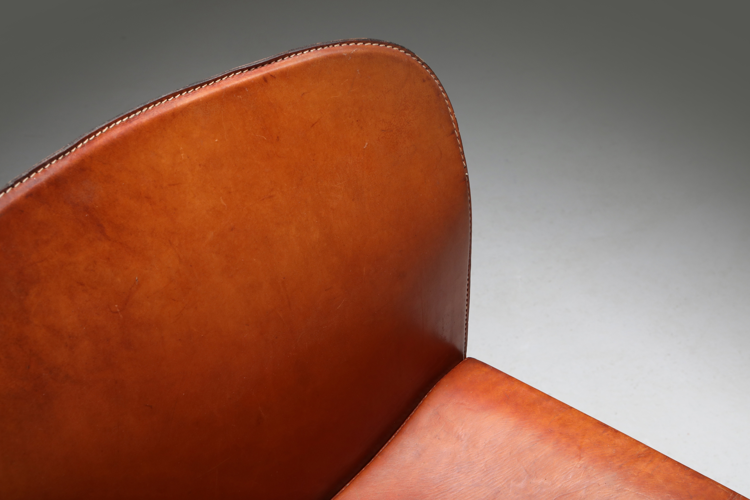 Scarpa Cognac Leather Dining Chairs - 1970's