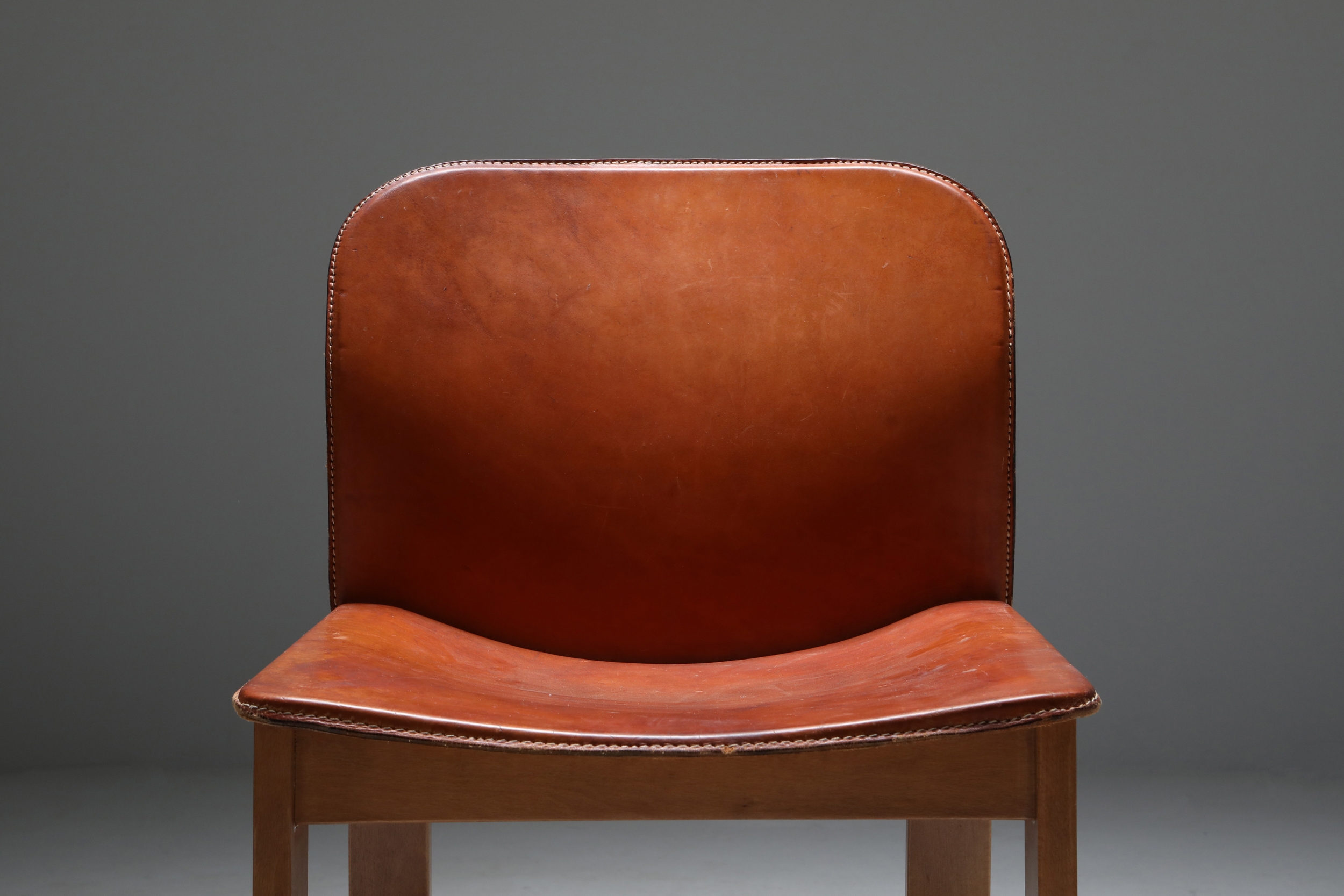 Scarpa Cognac Leather Dining Chairs - 1970's