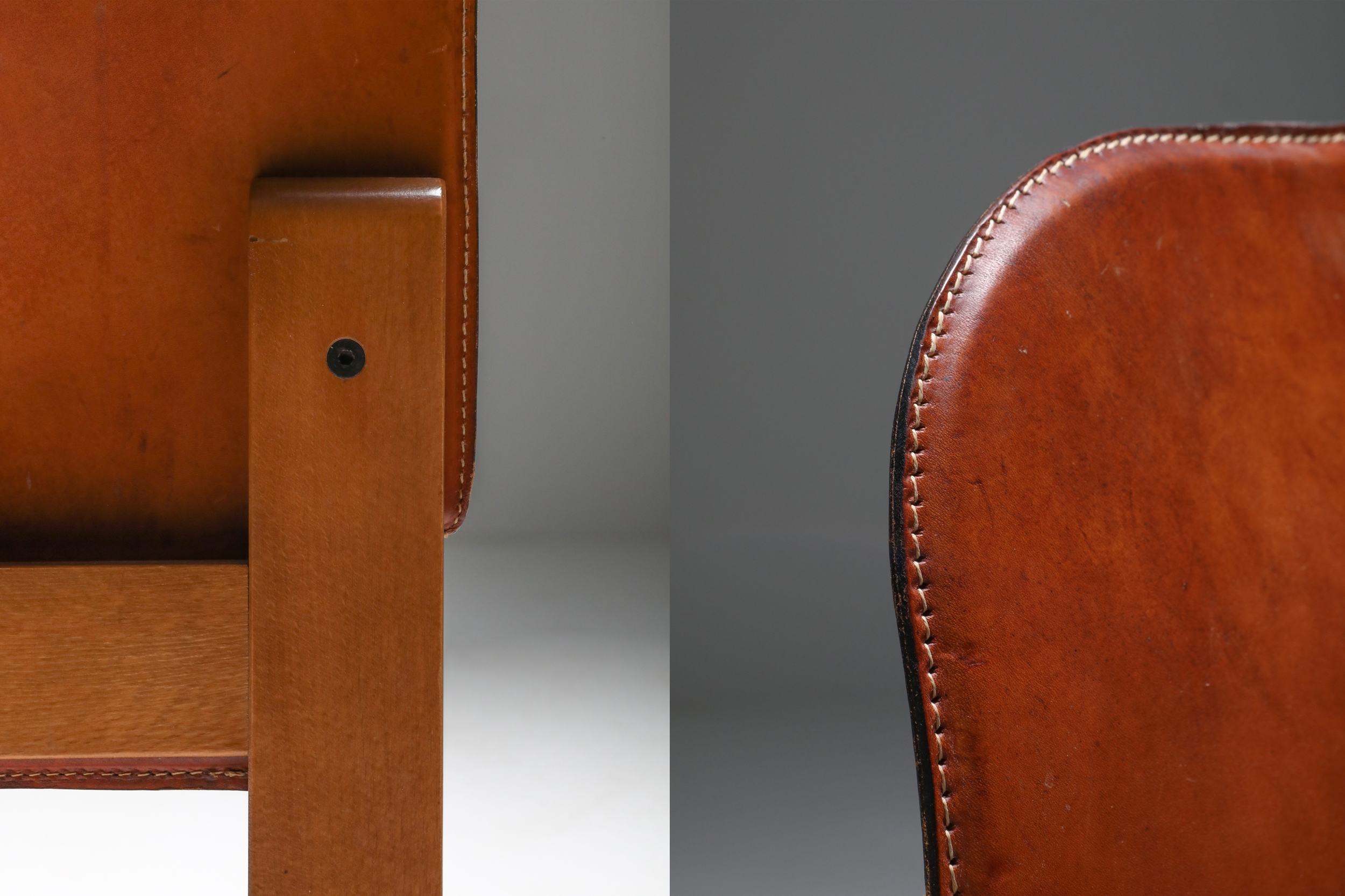 Scarpa Cognac Leather Dining Chairs - 1970's