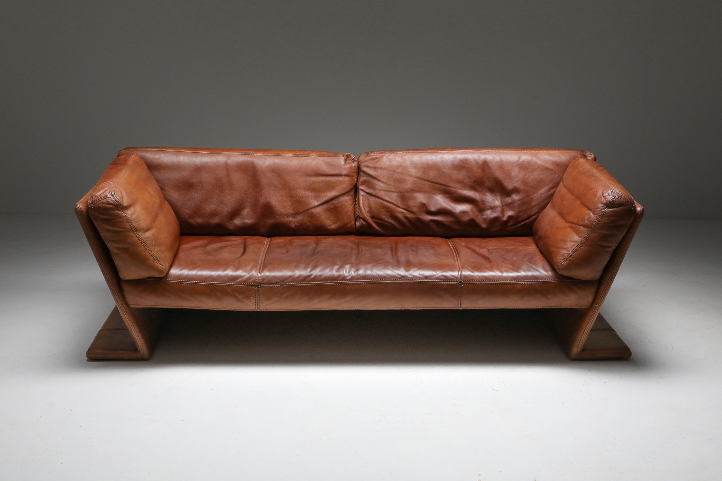 Leather Sofa by Durlet, Belgium - 1970's