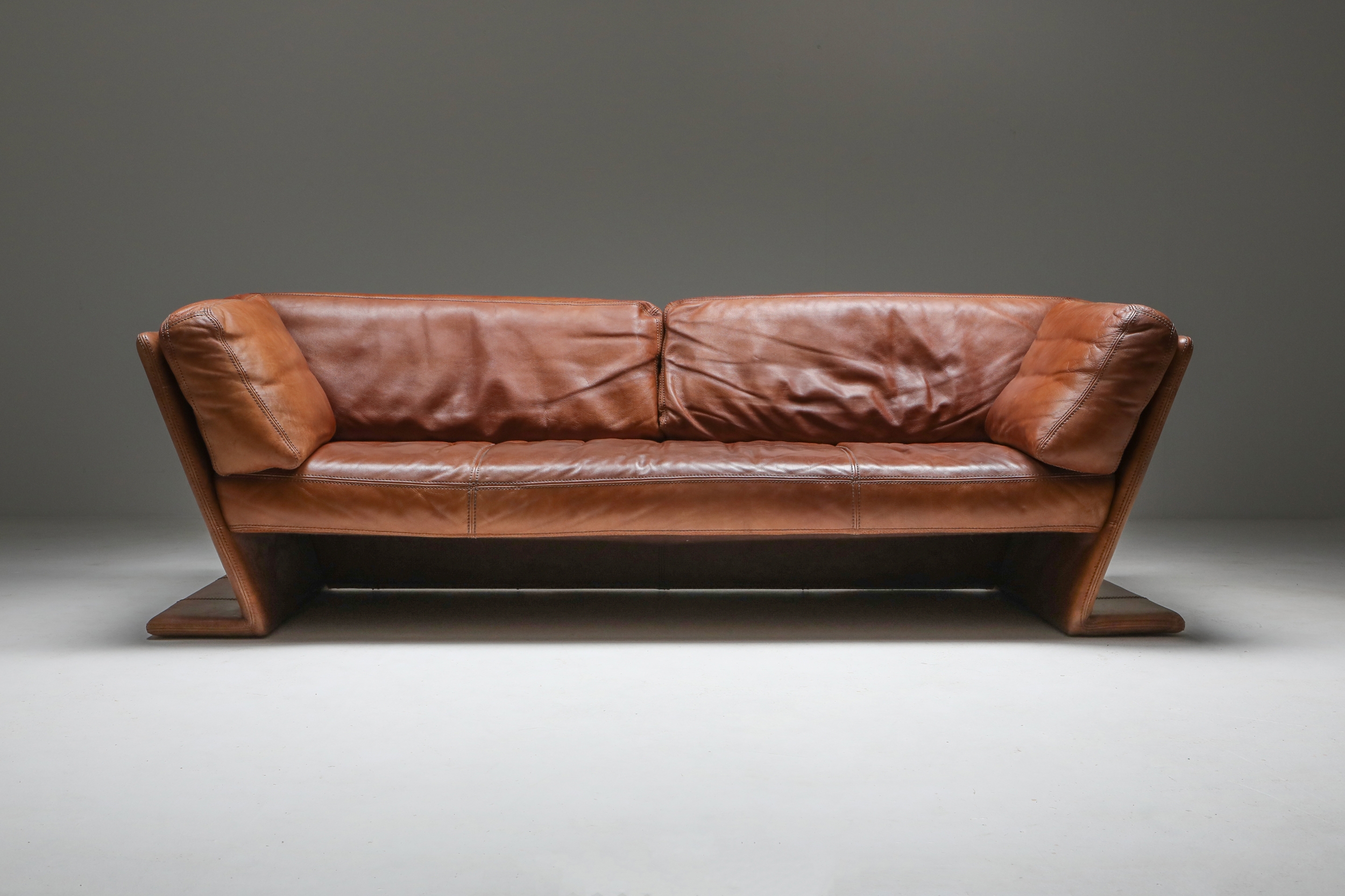 Leather Sofa by Durlet, Belgium - 1970's