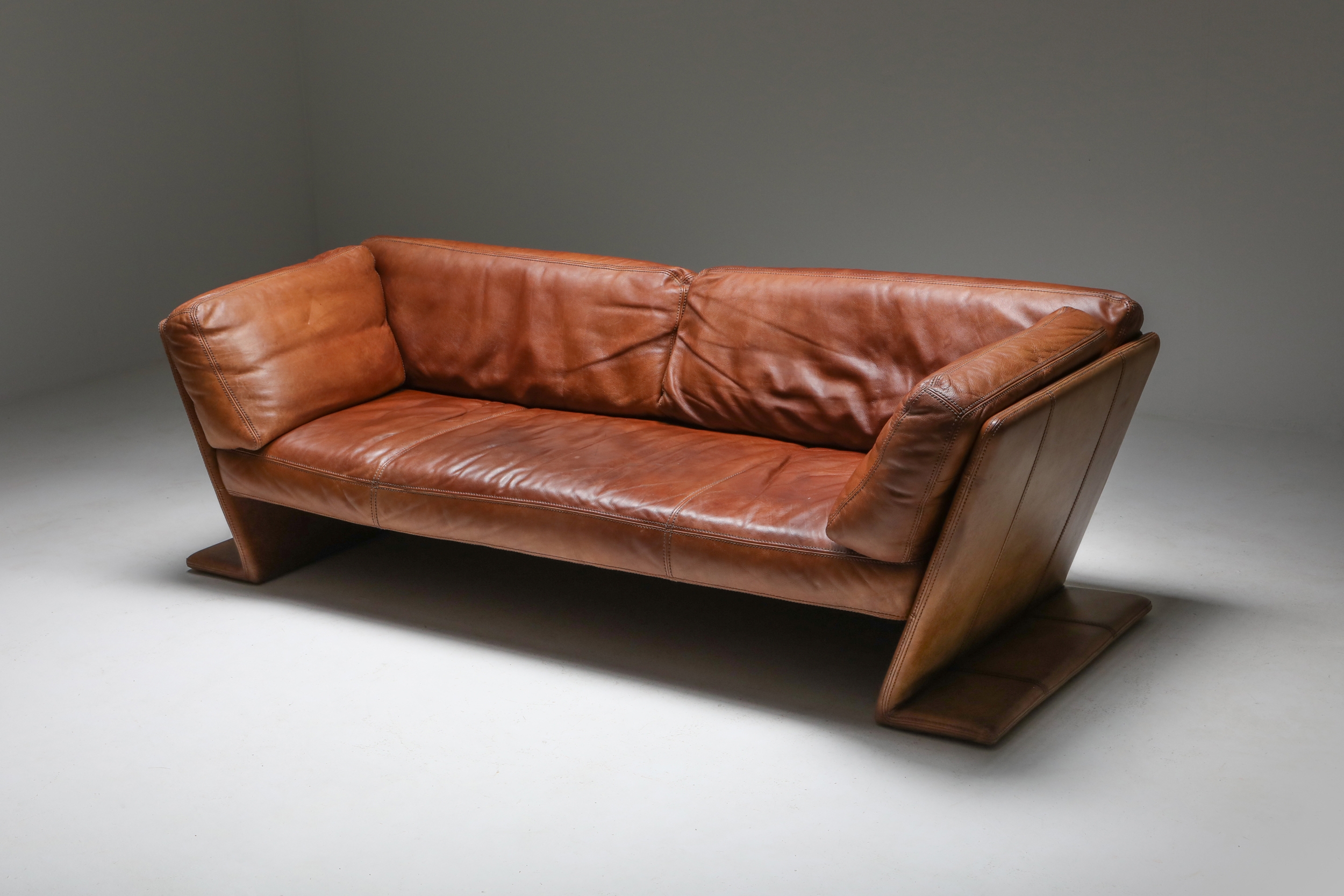 Leather Sofa by Durlet, Belgium - 1970's