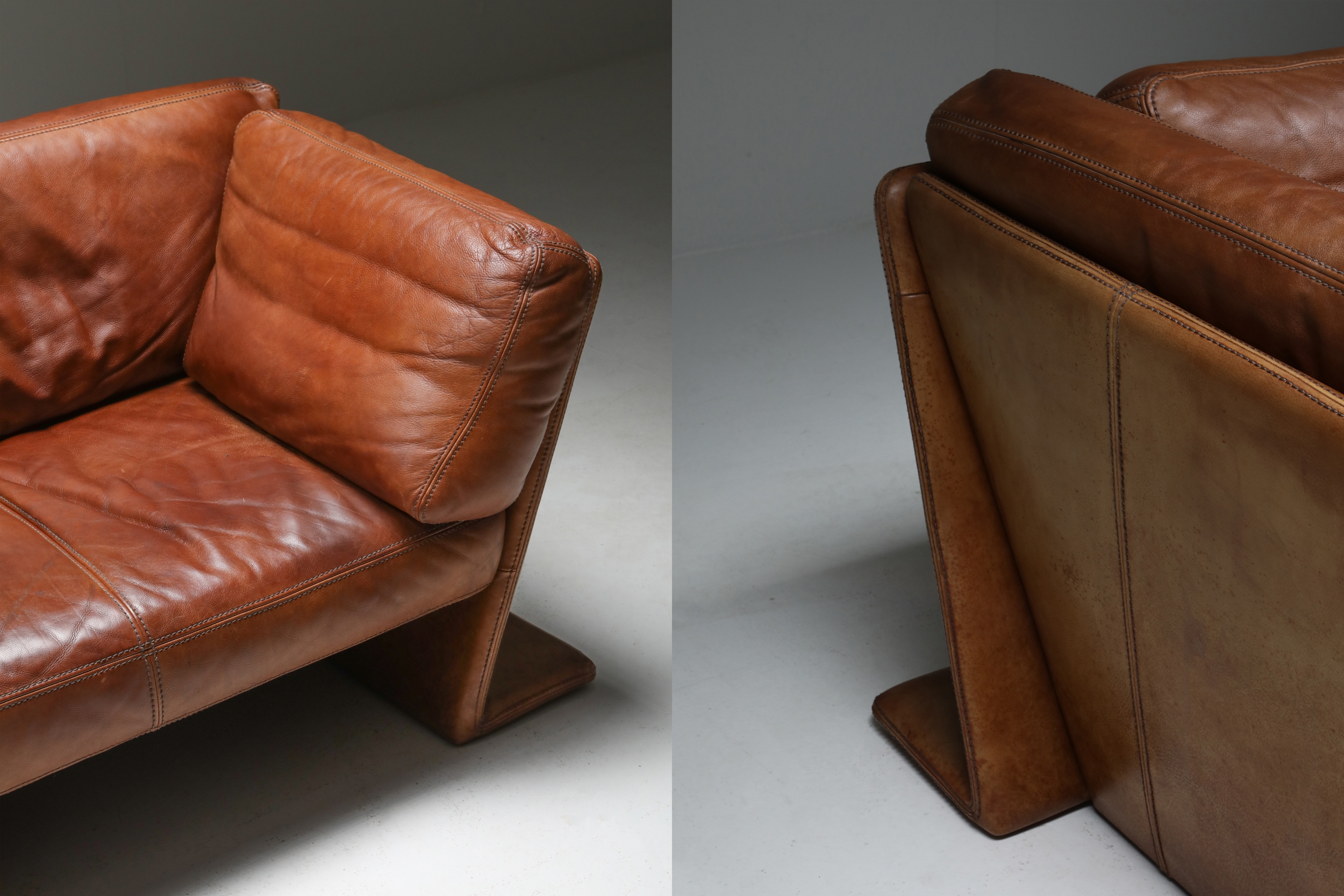 Leather Sofa by Durlet, Belgium - 1970's