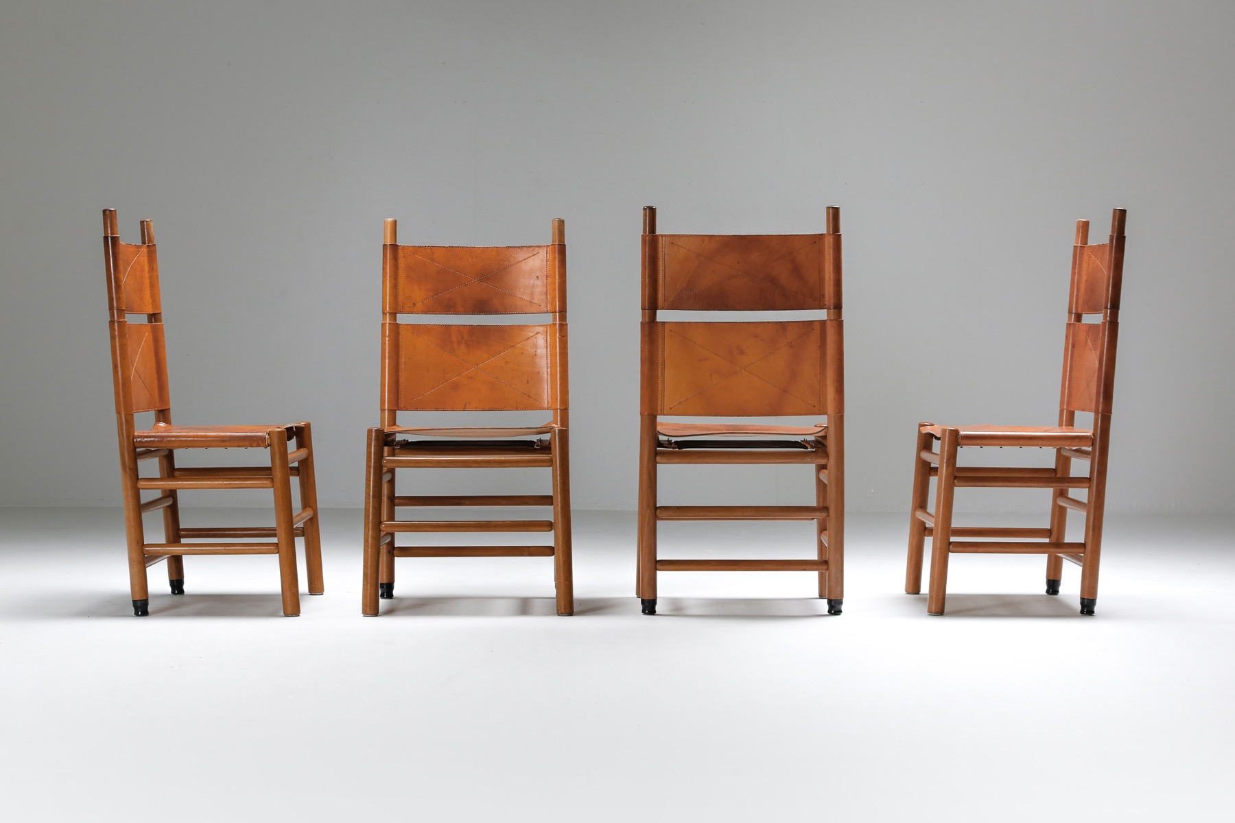 Afra & Tobia Scarpa Leather Dining Chairs - 1970's