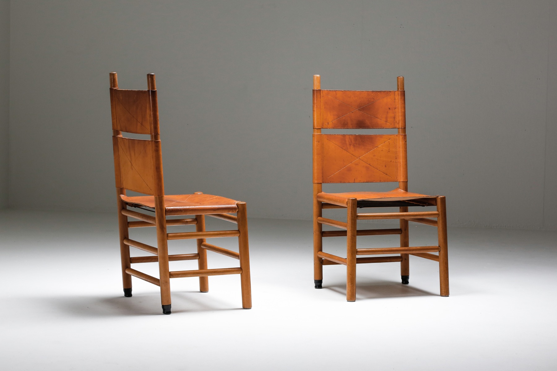 Afra & Tobia Scarpa Leather Dining Chairs - 1970's