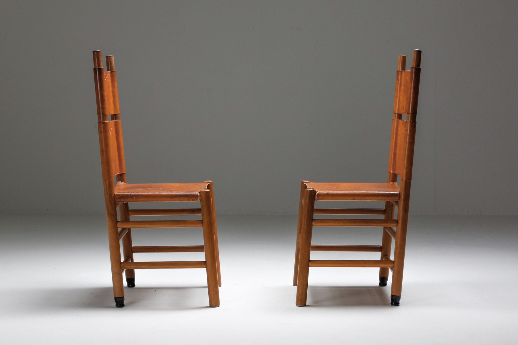 Afra & Tobia Scarpa Leather Dining Chairs - 1970's
