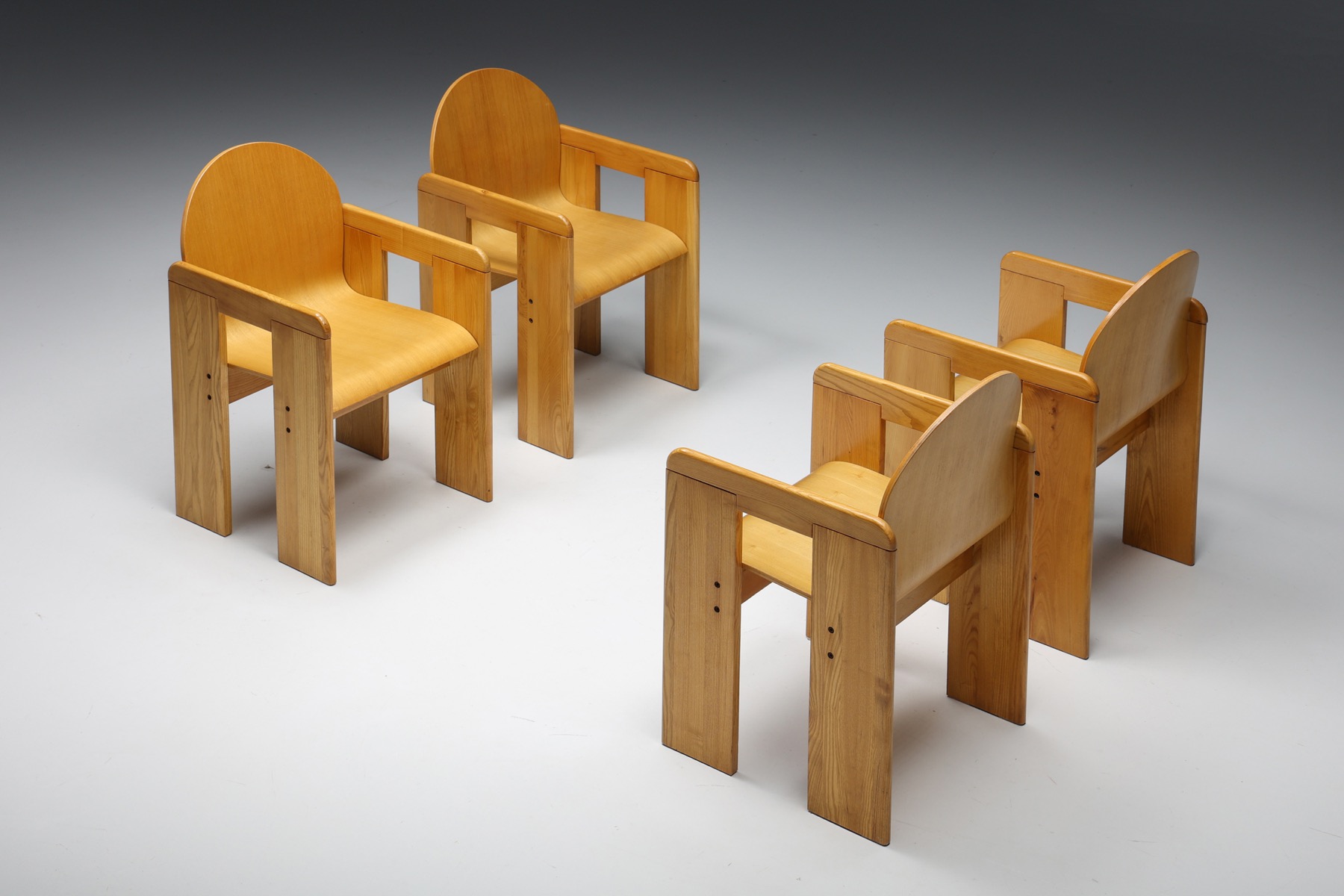 Afra & Tobia Scarpa Plywood Dining Chairs - 1970s