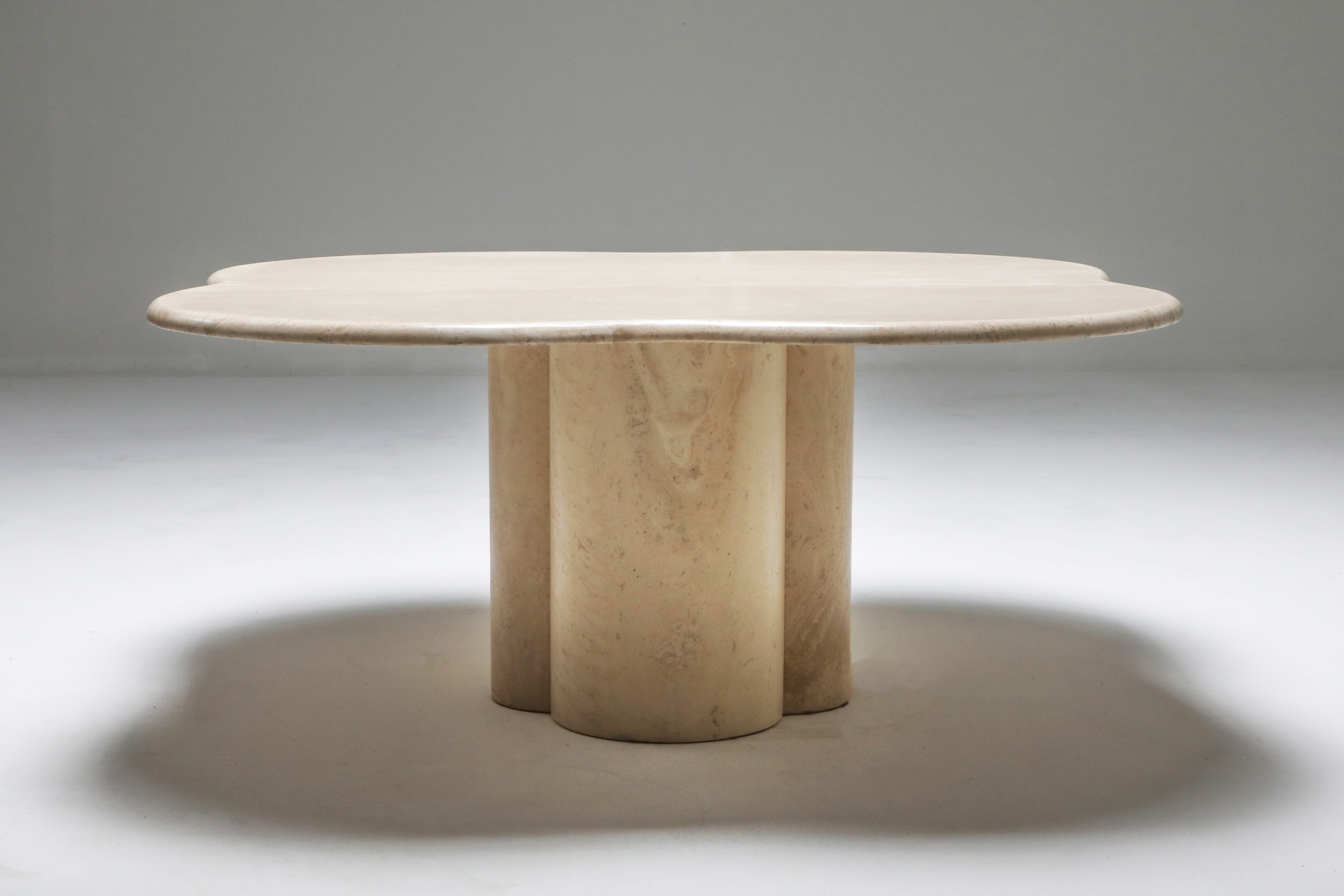 Jean Royère Style Travertine Coffee Table - 1960s