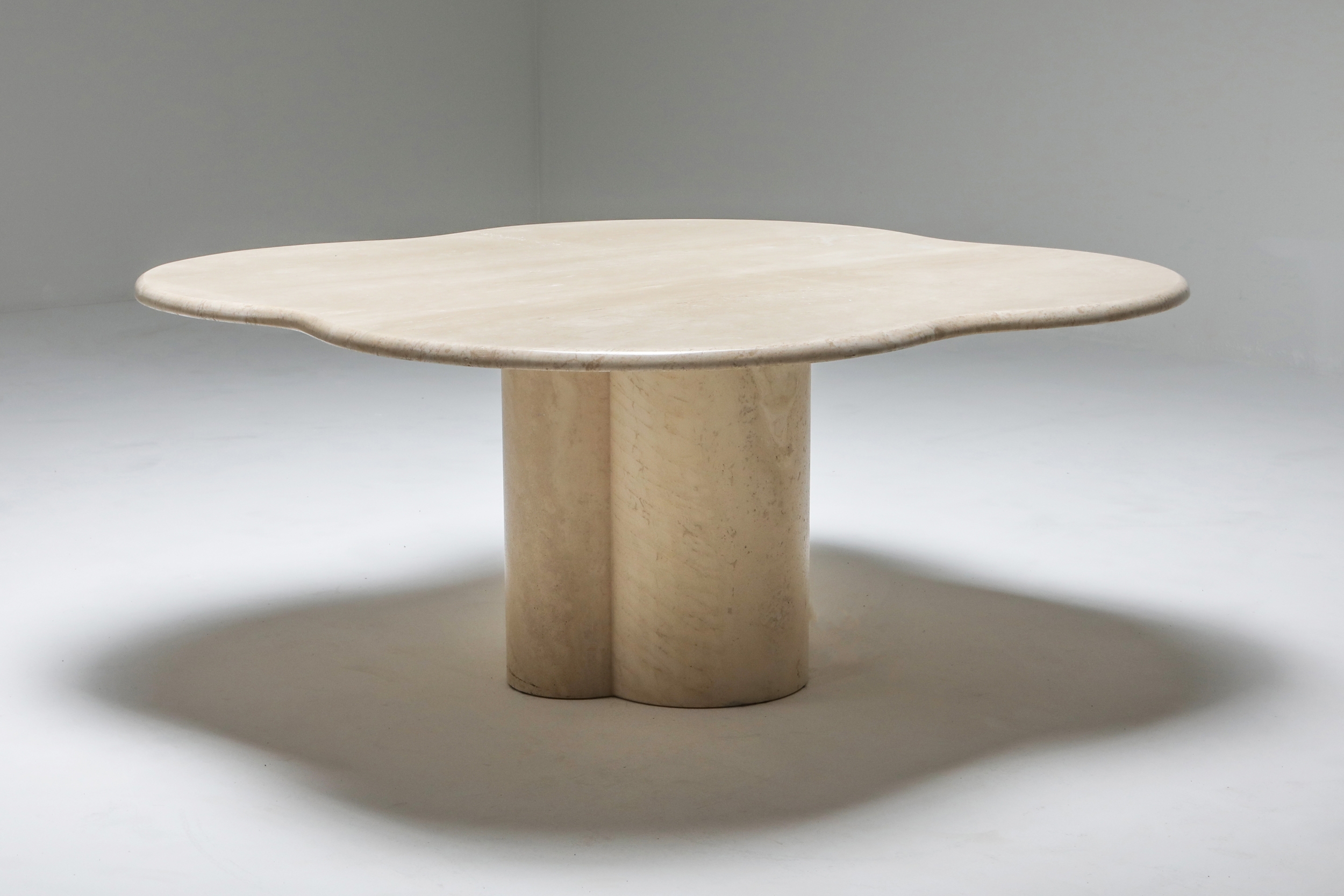Jean Royère Style Travertine Coffee Table - 1960s