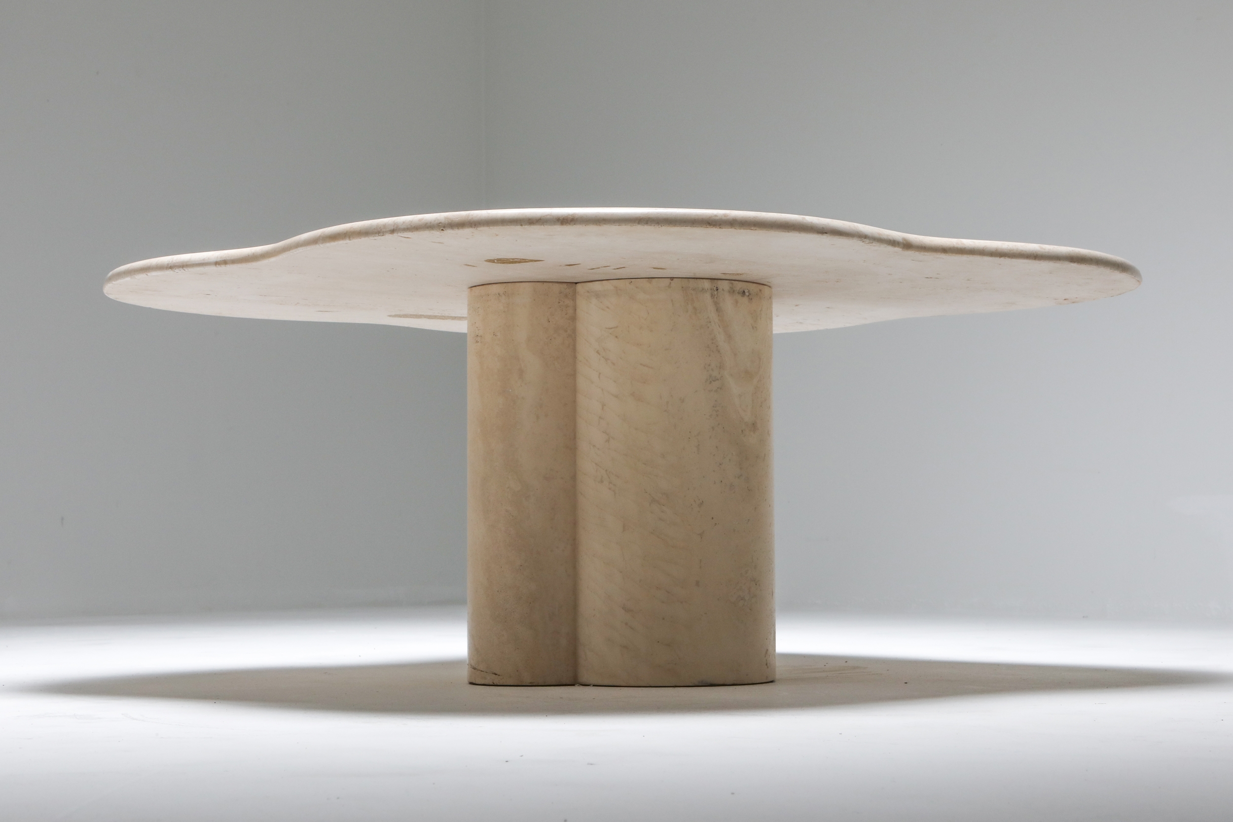 Jean Royère Style Travertine Coffee Table - 1960s