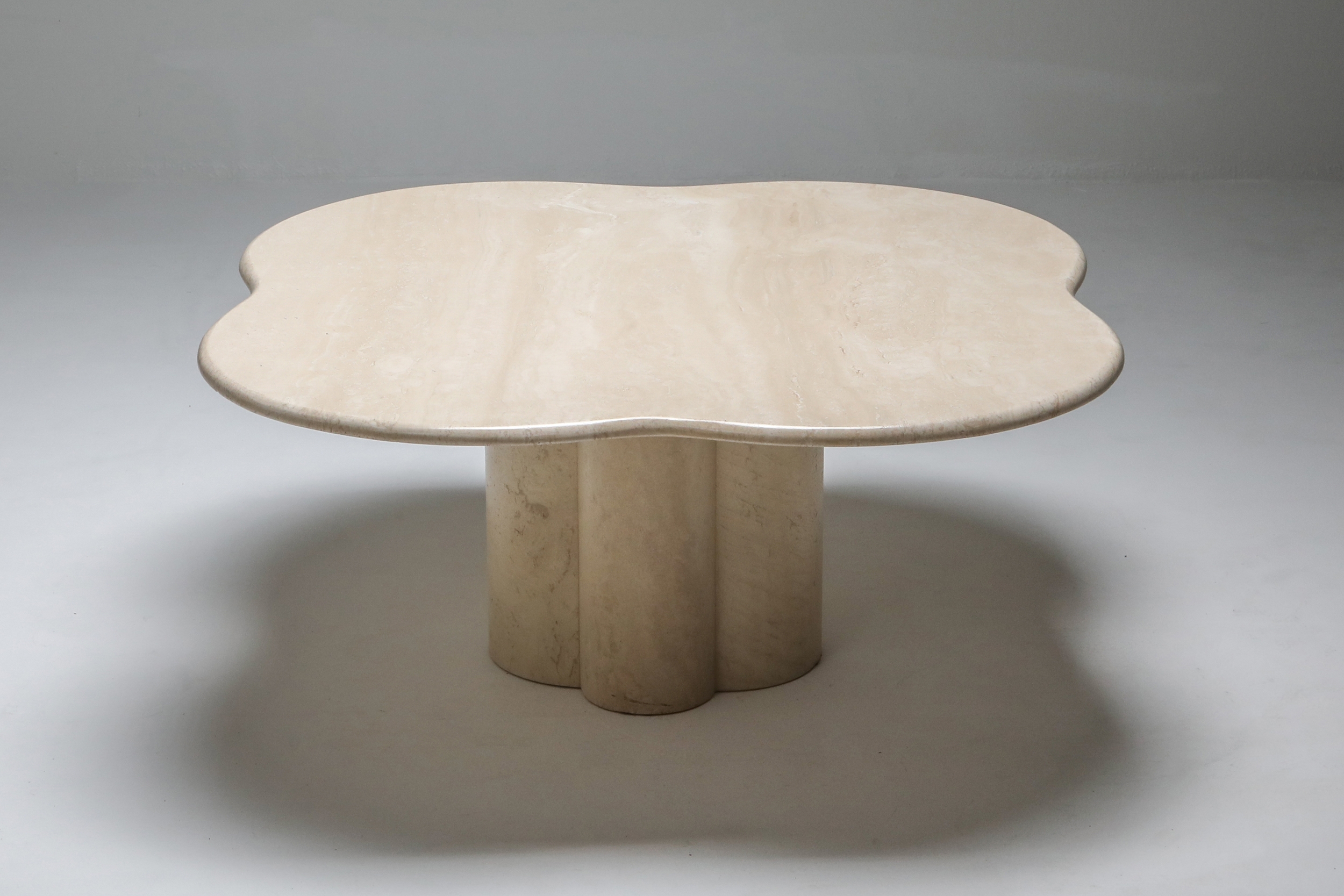 Jean Royère Style Travertine Coffee Table - 1960s