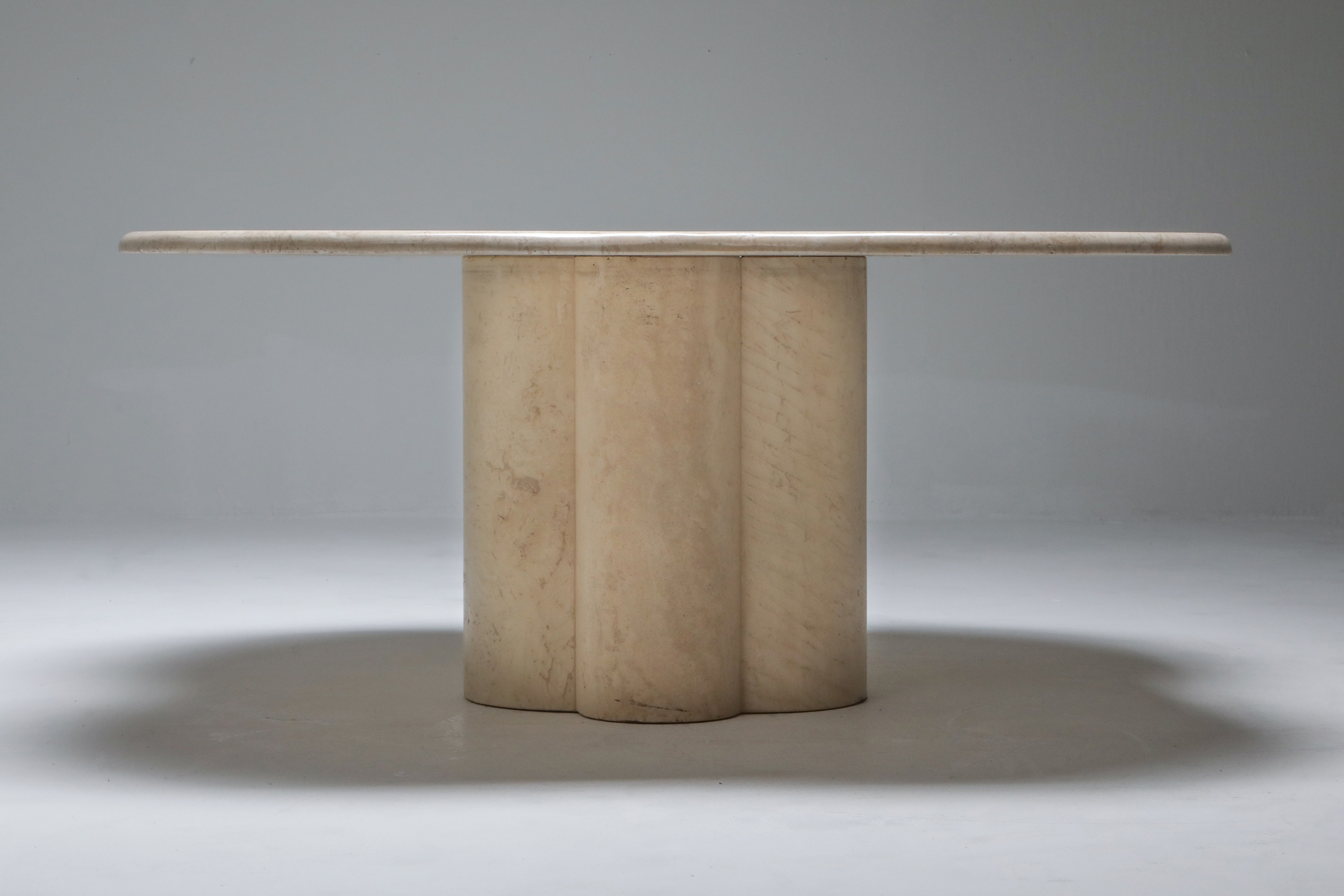 Jean Royère Style Travertine Coffee Table - 1960s