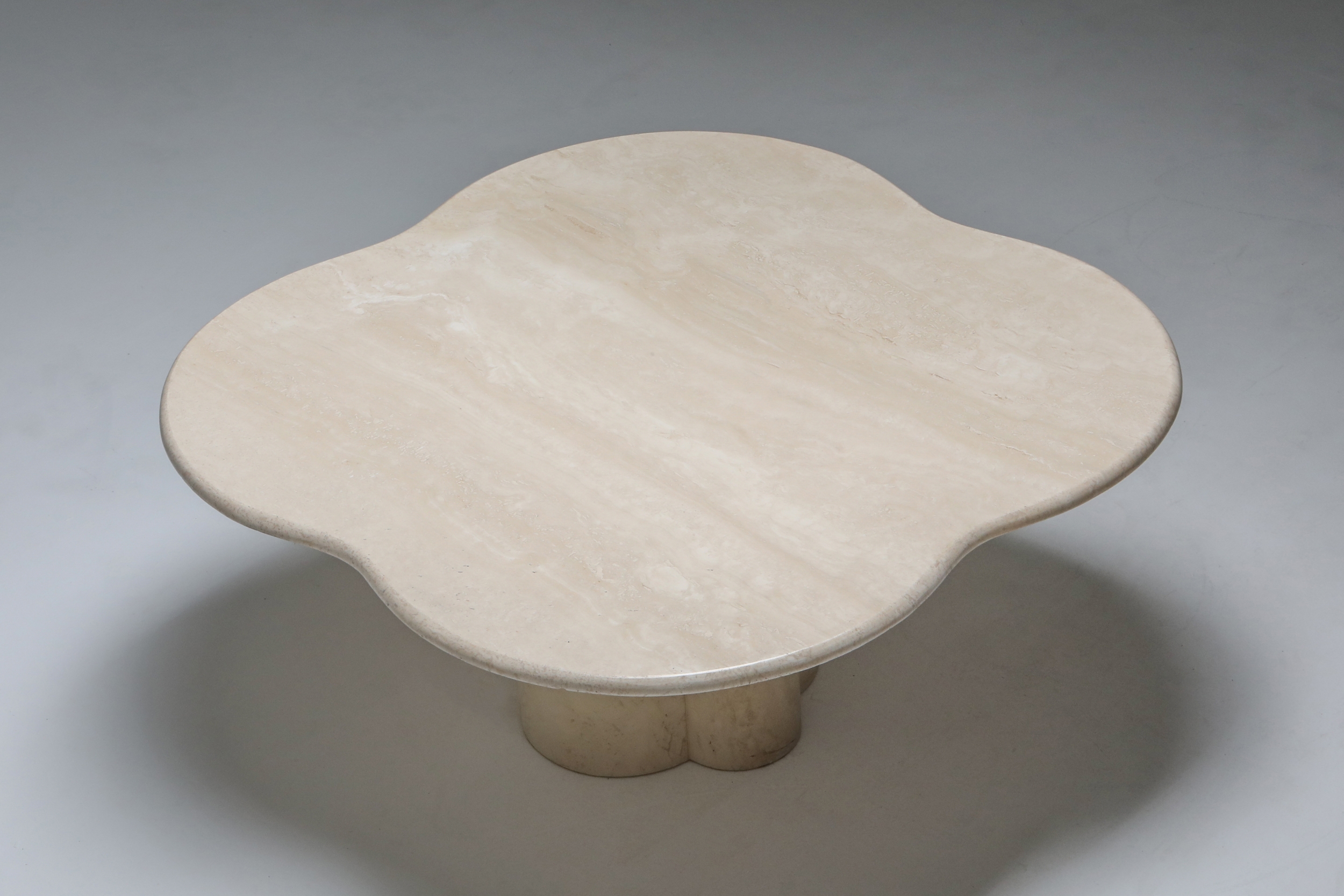Jean Royère Style Travertine Coffee Table - 1960s
