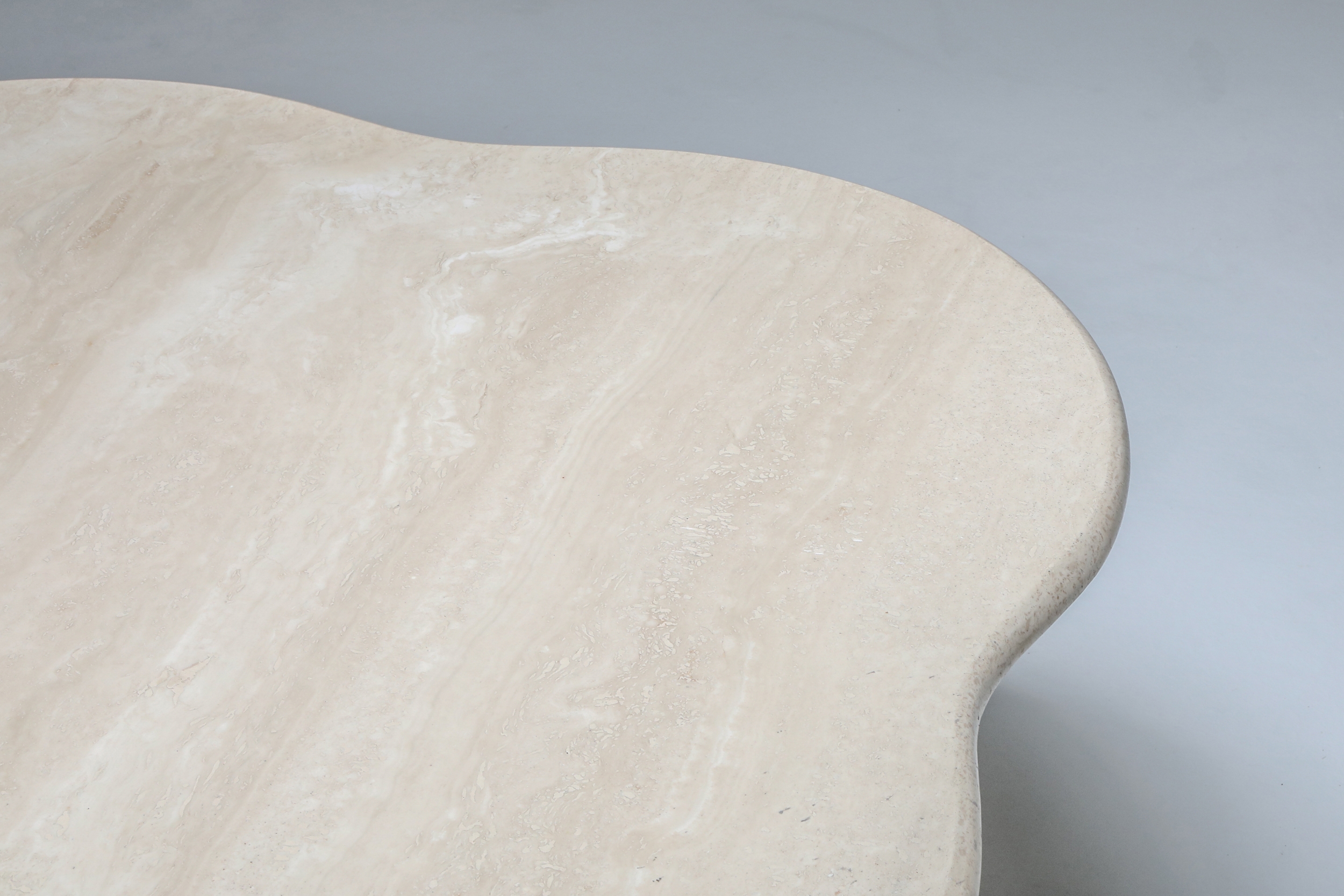 Jean Royère Style Travertine Coffee Table - 1960s