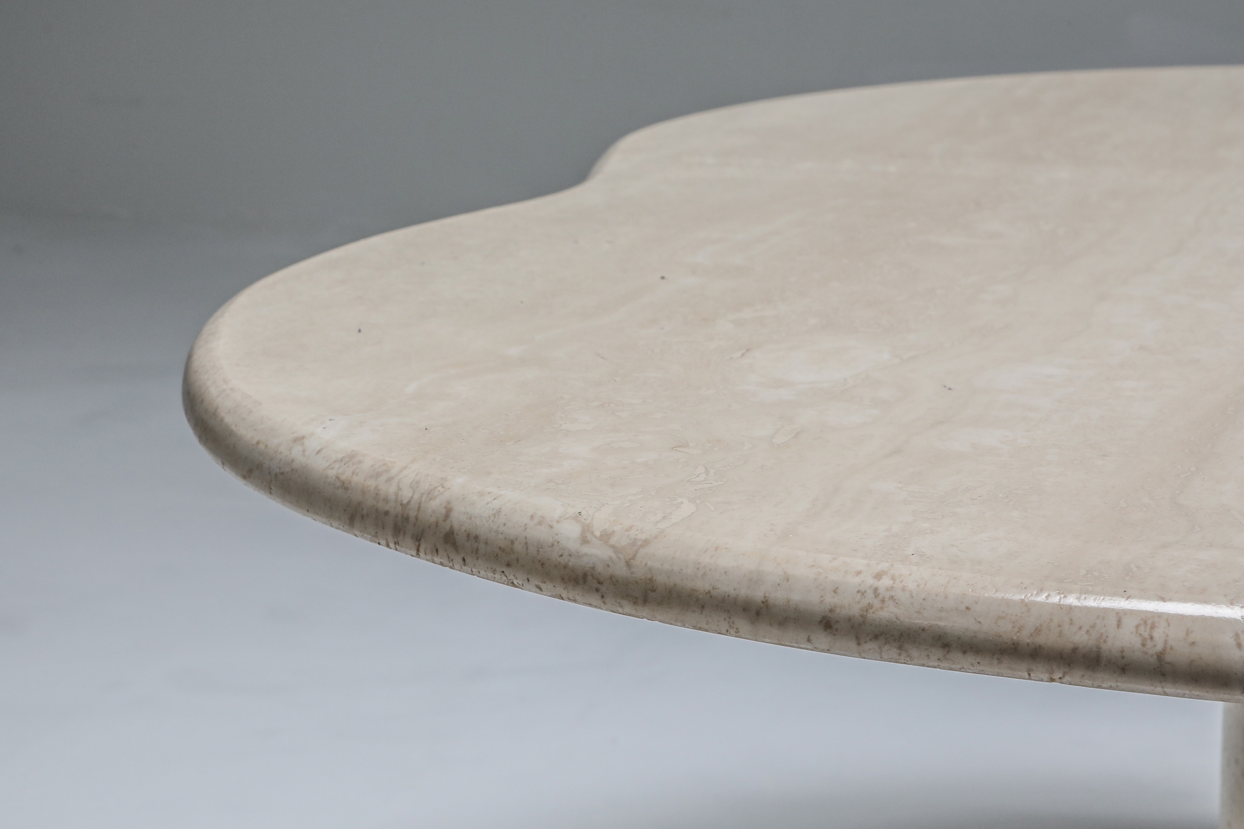 Jean Royère Style Travertine Coffee Table - 1960s