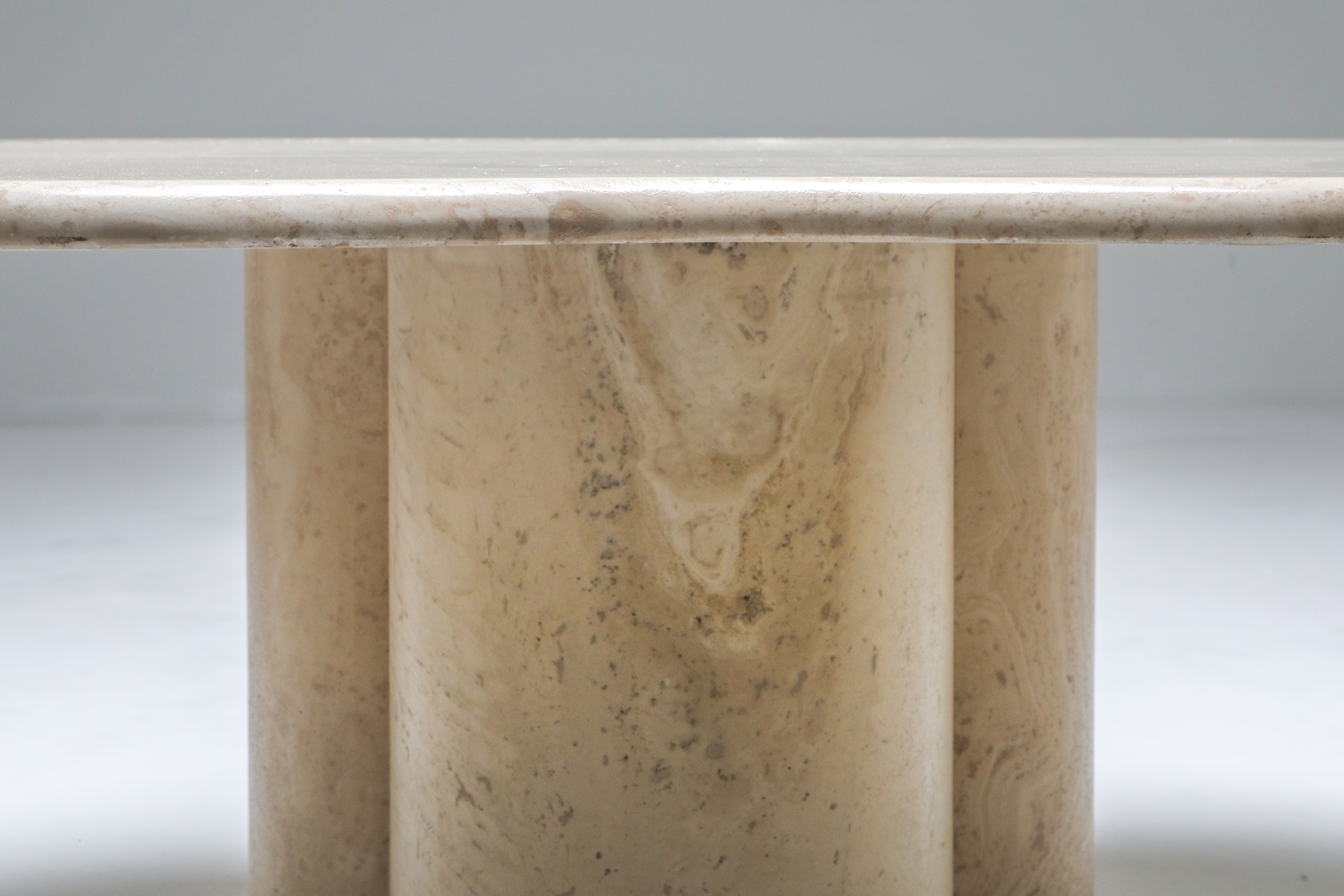 Jean Royère Style Travertine Coffee Table - 1960s