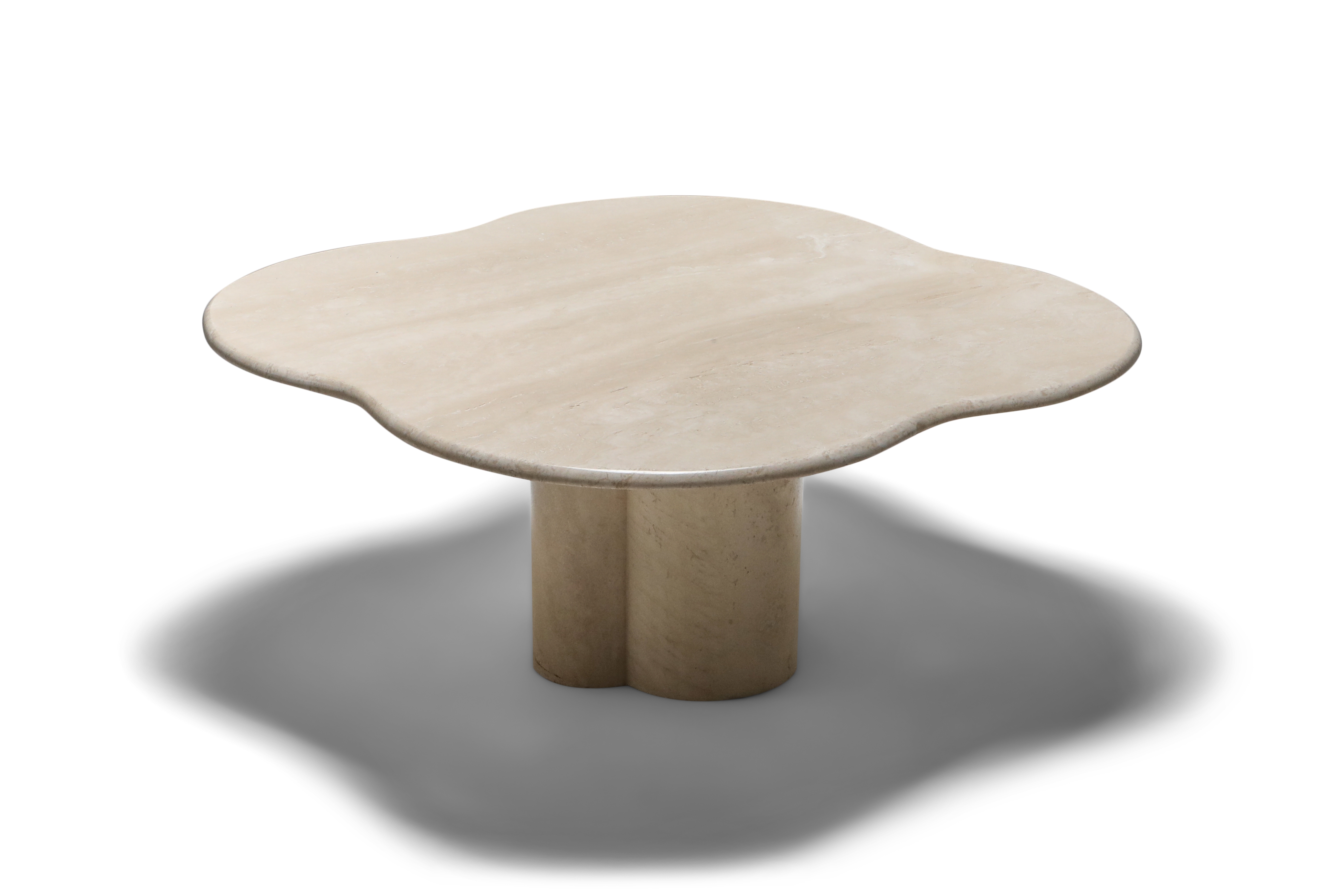 Jean Royère Style Travertine Coffee Table - 1960s