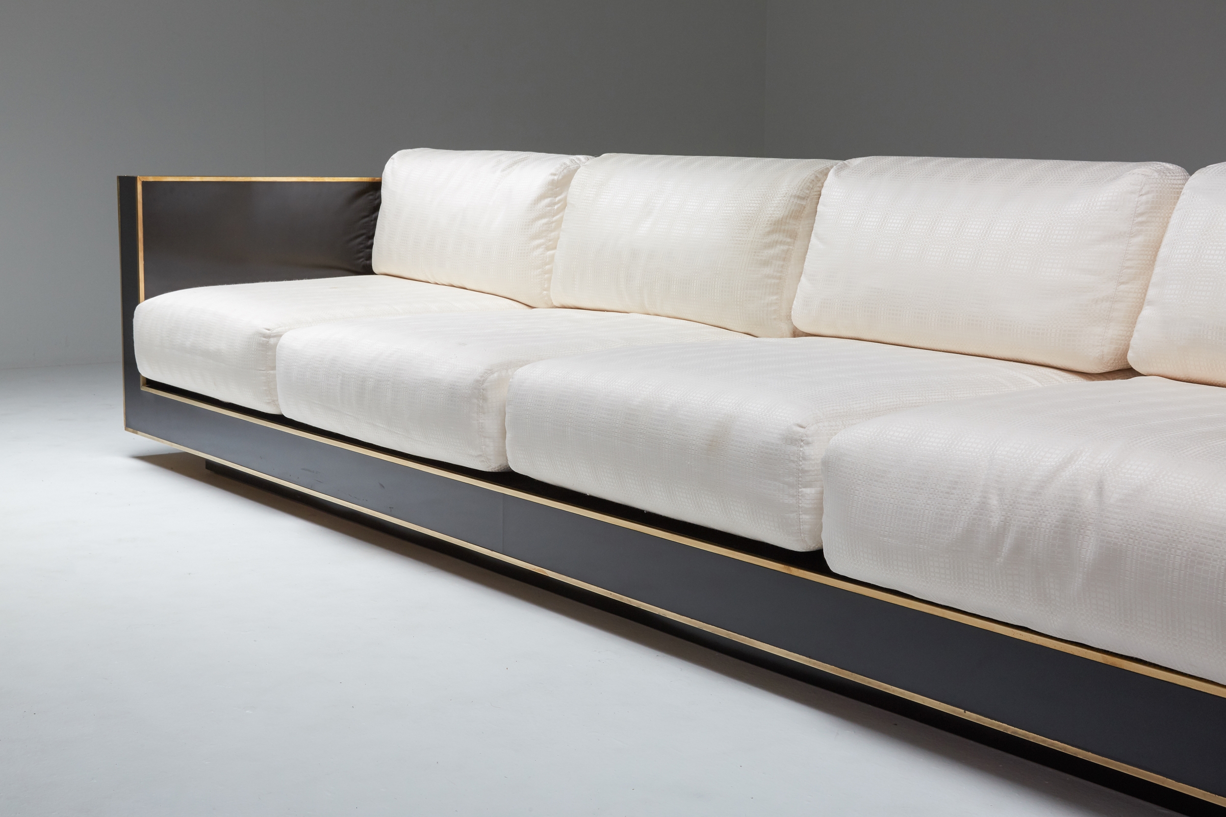 Maison Jansen geometric sofa in Black and Brass Hollywood Regency - 1970's
