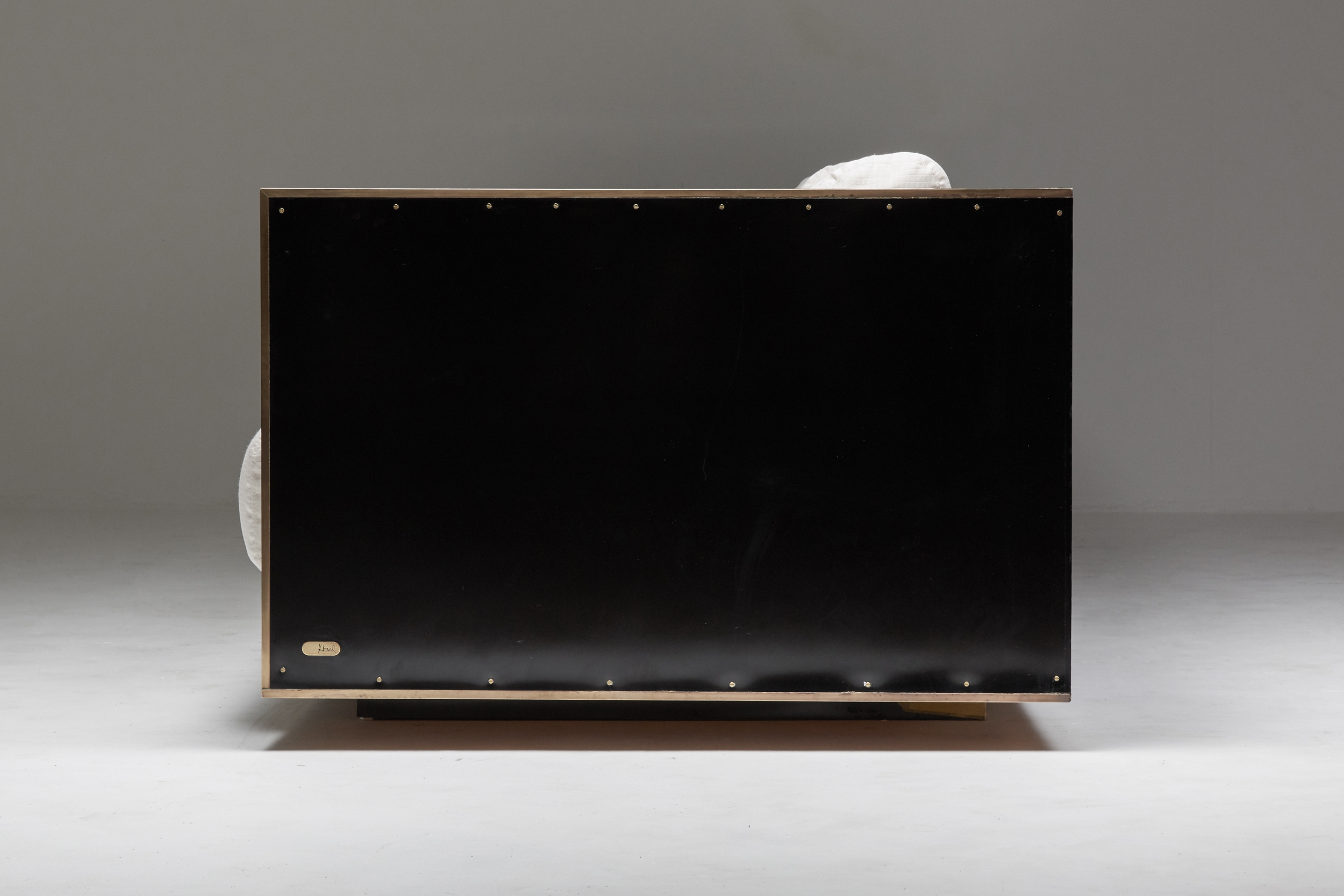 Maison Jansen geometric sofa in Black and Brass Hollywood Regency - 1970's