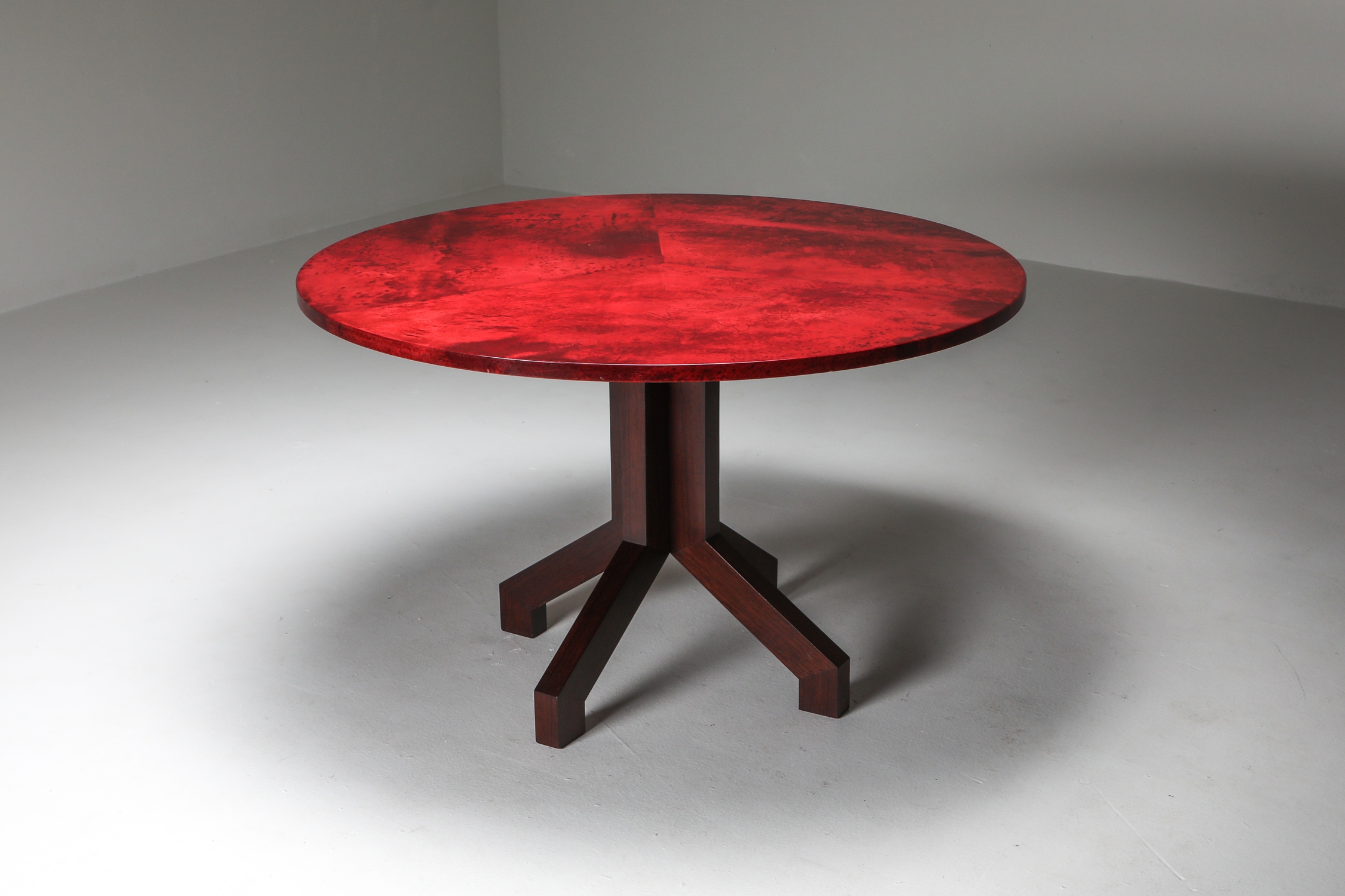 Aldo Tura Red Parchment and Mahogany Table - 1960's