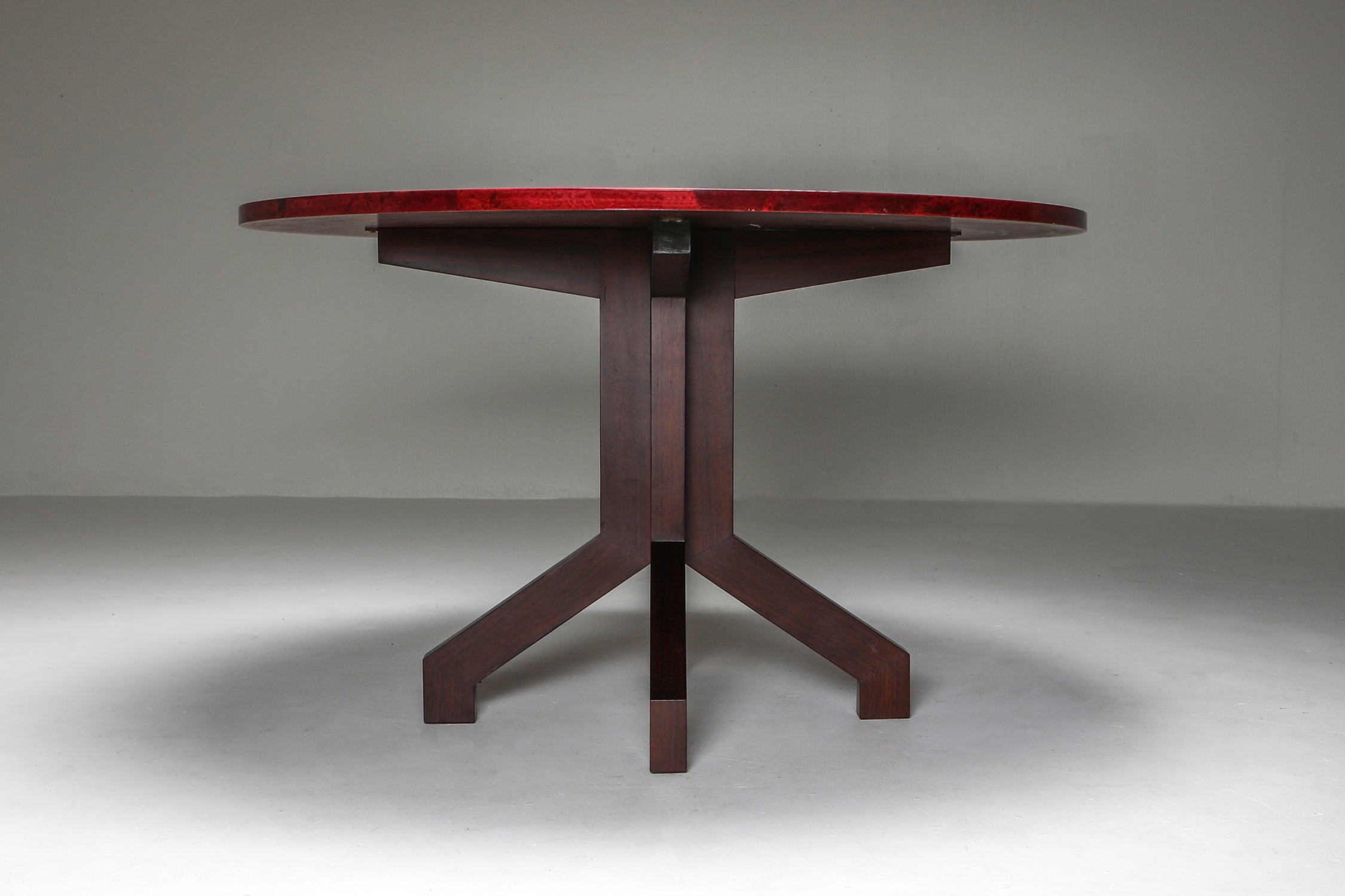 Aldo Tura Red Parchment and Mahogany Table - 1960's