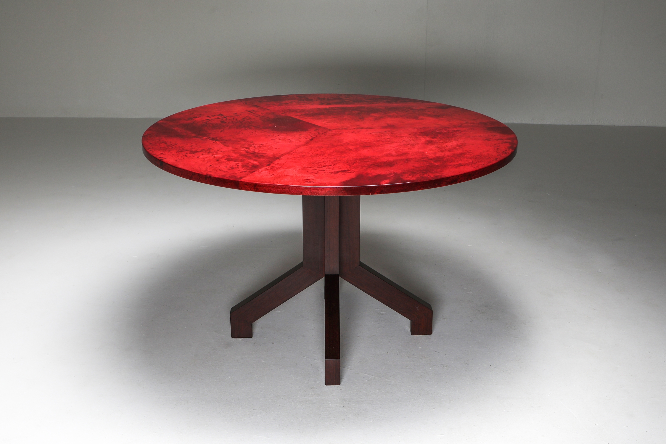 Aldo Tura Red Parchment and Mahogany Table - 1960's