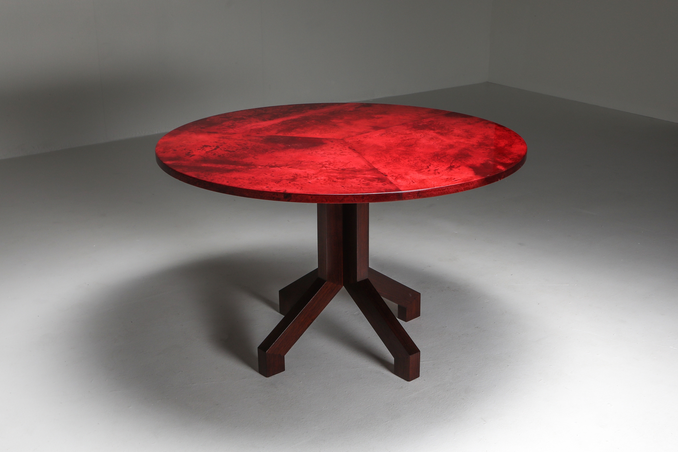 Aldo Tura Red Parchment and Mahogany Table - 1960's