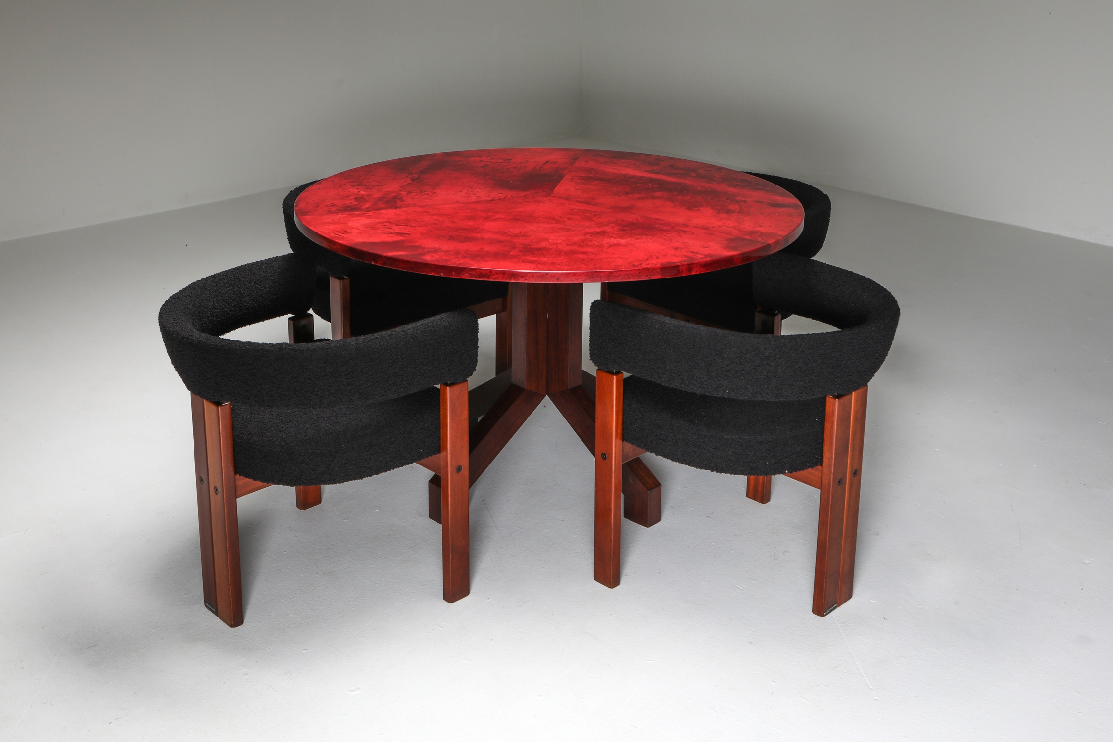 Aldo Tura Red Parchment and Mahogany Table - 1960's
