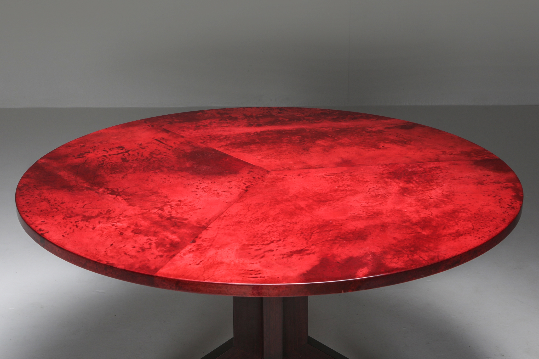 Aldo Tura Red Parchment and Mahogany Table - 1960's