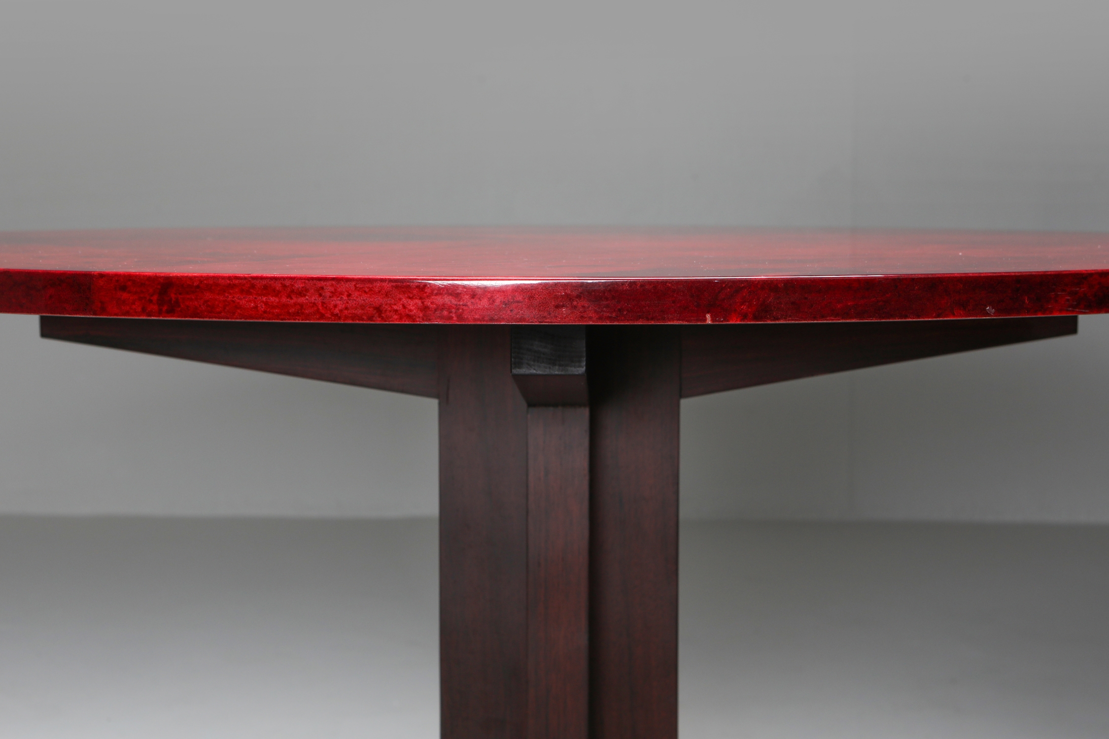 Aldo Tura Red Parchment and Mahogany Table - 1960's