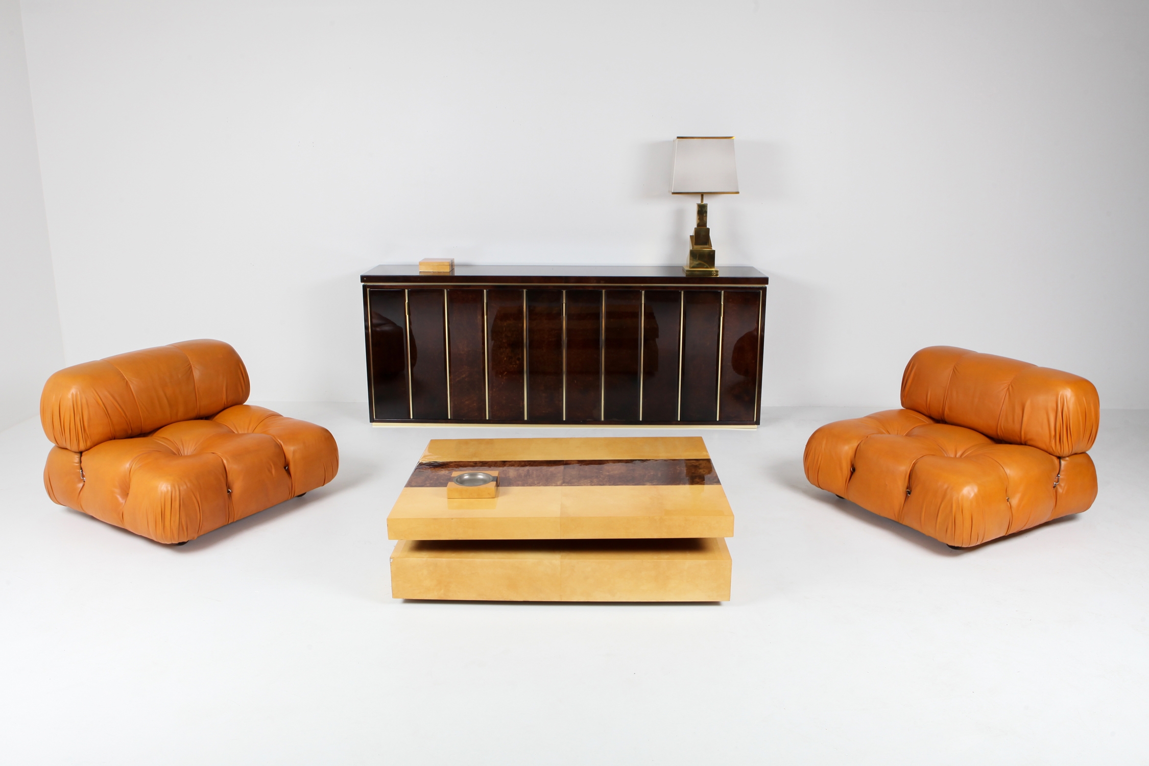 Aldo Tura High End Credenza in Brass and Parchment - 1960s