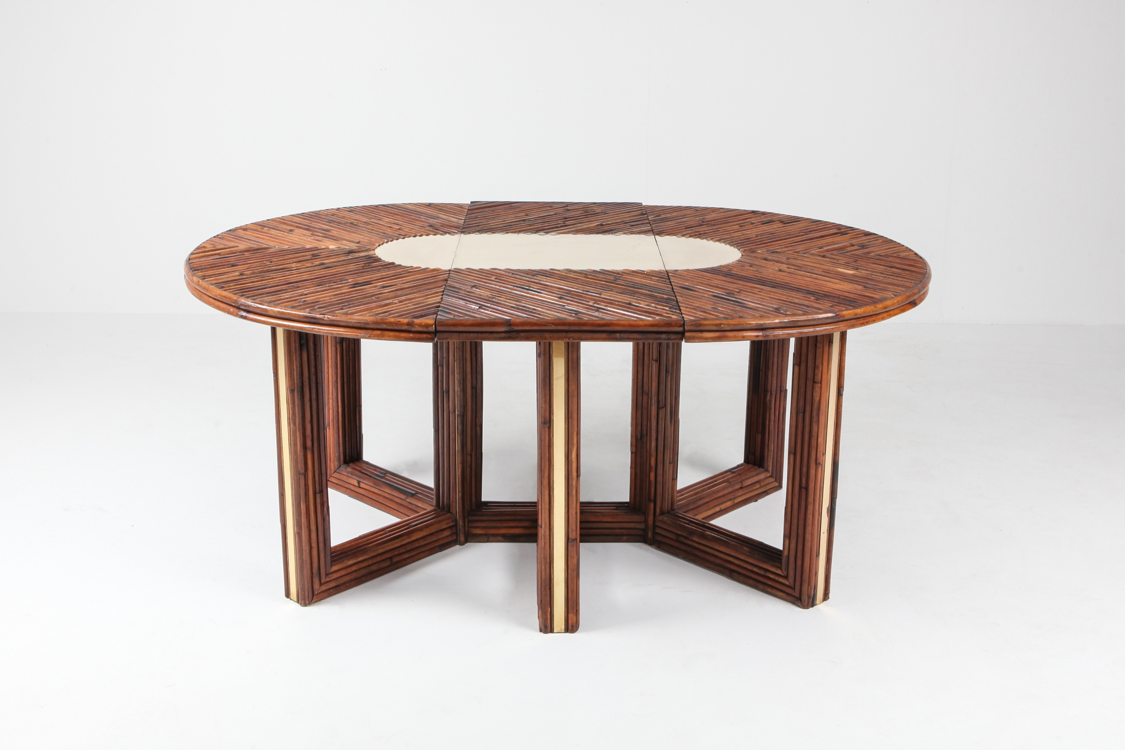 Bamboo 'Rising Sun' Dining Table by Ferdinando Loffredo - 1970s