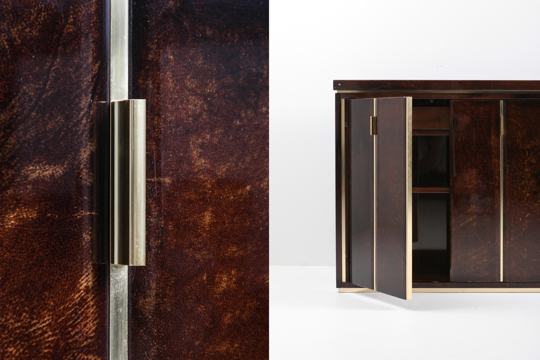 Aldo Tura High End Credenza in Brass and Parchment - 1960s