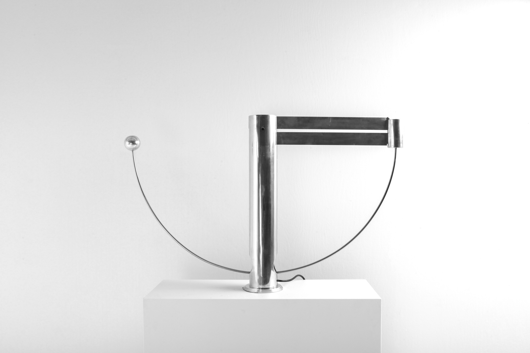 Rare Aluminum Pendulum Lamp by Pierre Lallemand 1990s