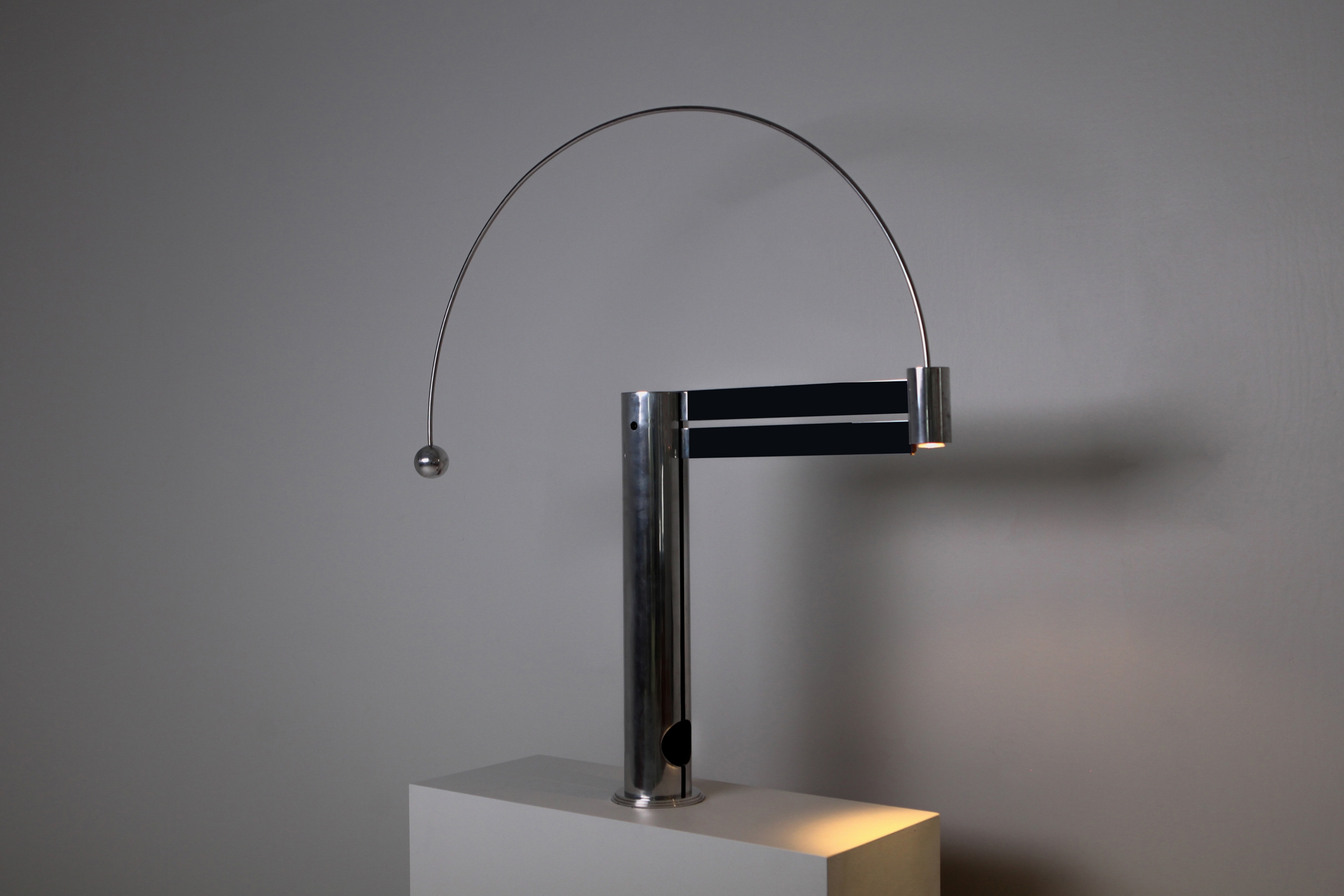 Rare Aluminum Pendulum Lamp by Pierre Lallemand 1990s