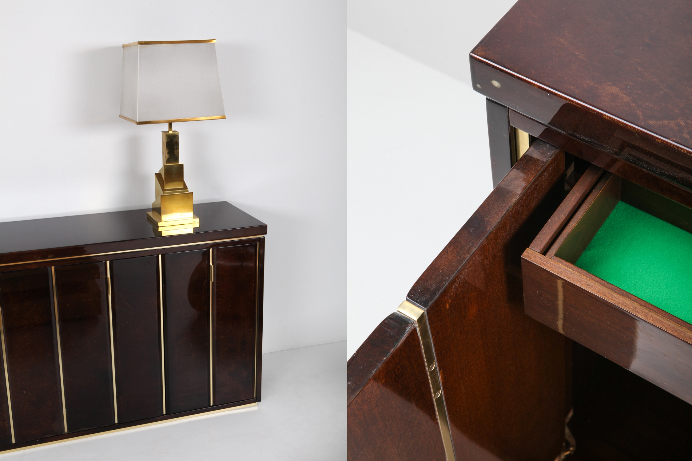 Aldo Tura High End Credenza in Brass and Parchment - 1960s