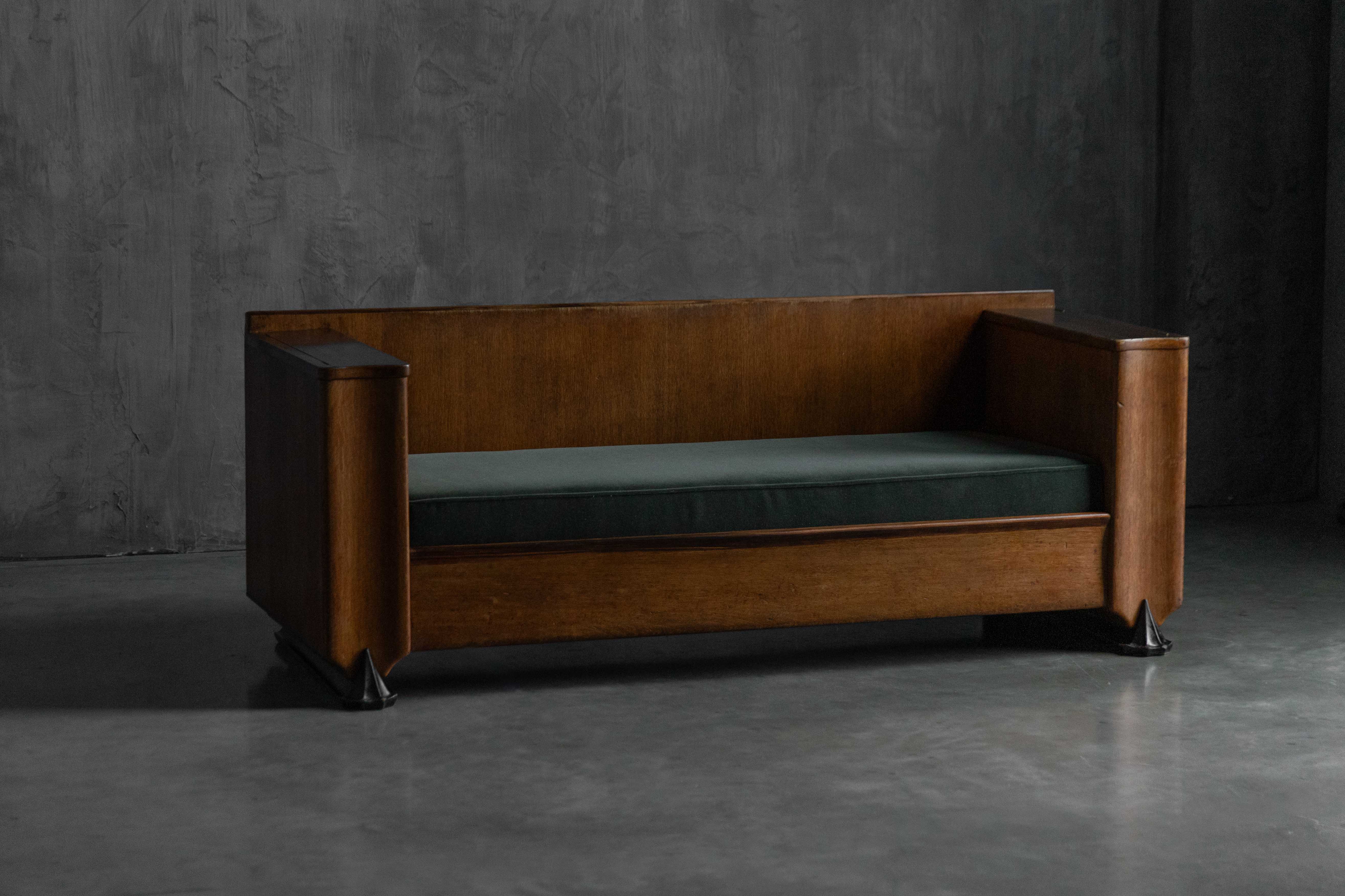 Amsterdam School Wooden Sofa by Piet Kramer, Netherlands - 1920s 